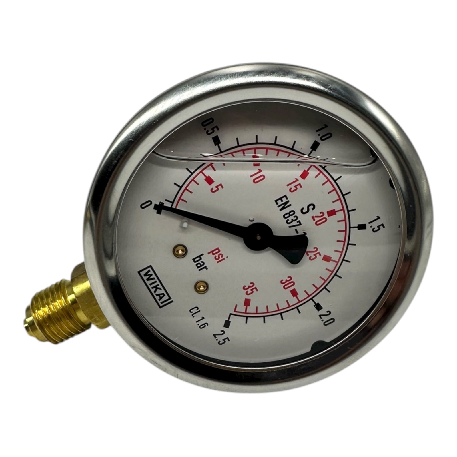 3x WIKA Manometer 0–2,5 bar 0–35 psi G1/4B EN 837 CL 1.6 Edelstahl Druckanzeige