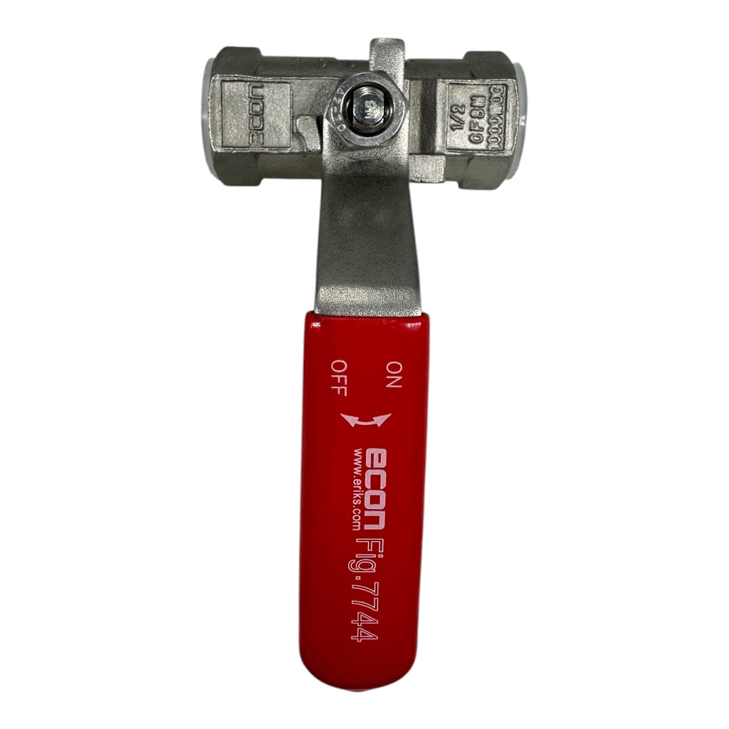 10x Econ EC0774401 Edelstahl Kugelhahn DN12 PN68 2-Wege Ventil roter Griff