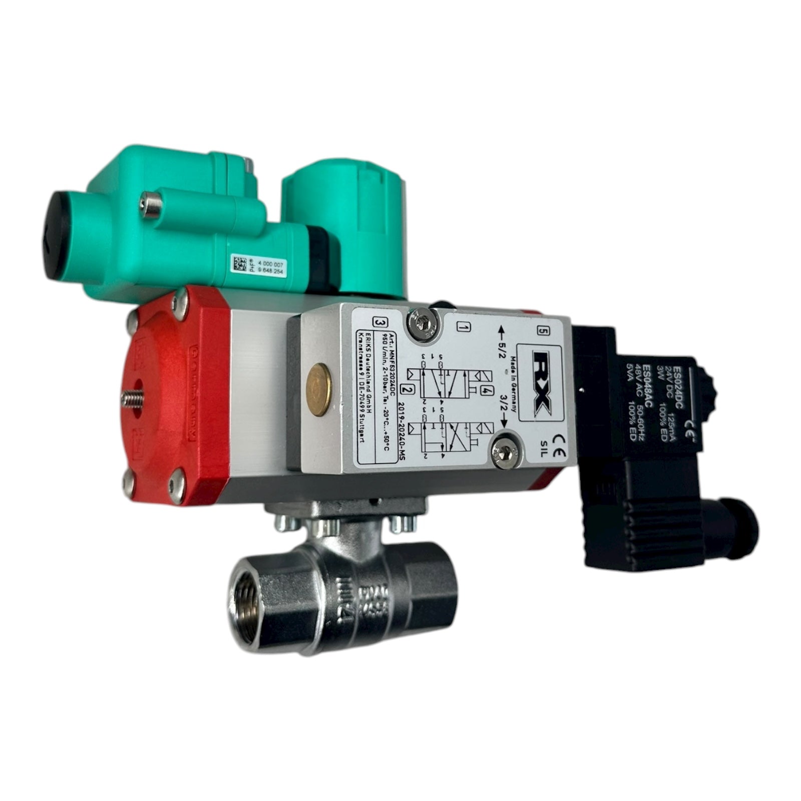 END-Armaturen EC016070EDN15 Messing Kugelhahn DN15 PN40 mit Pneumatik Antrieb