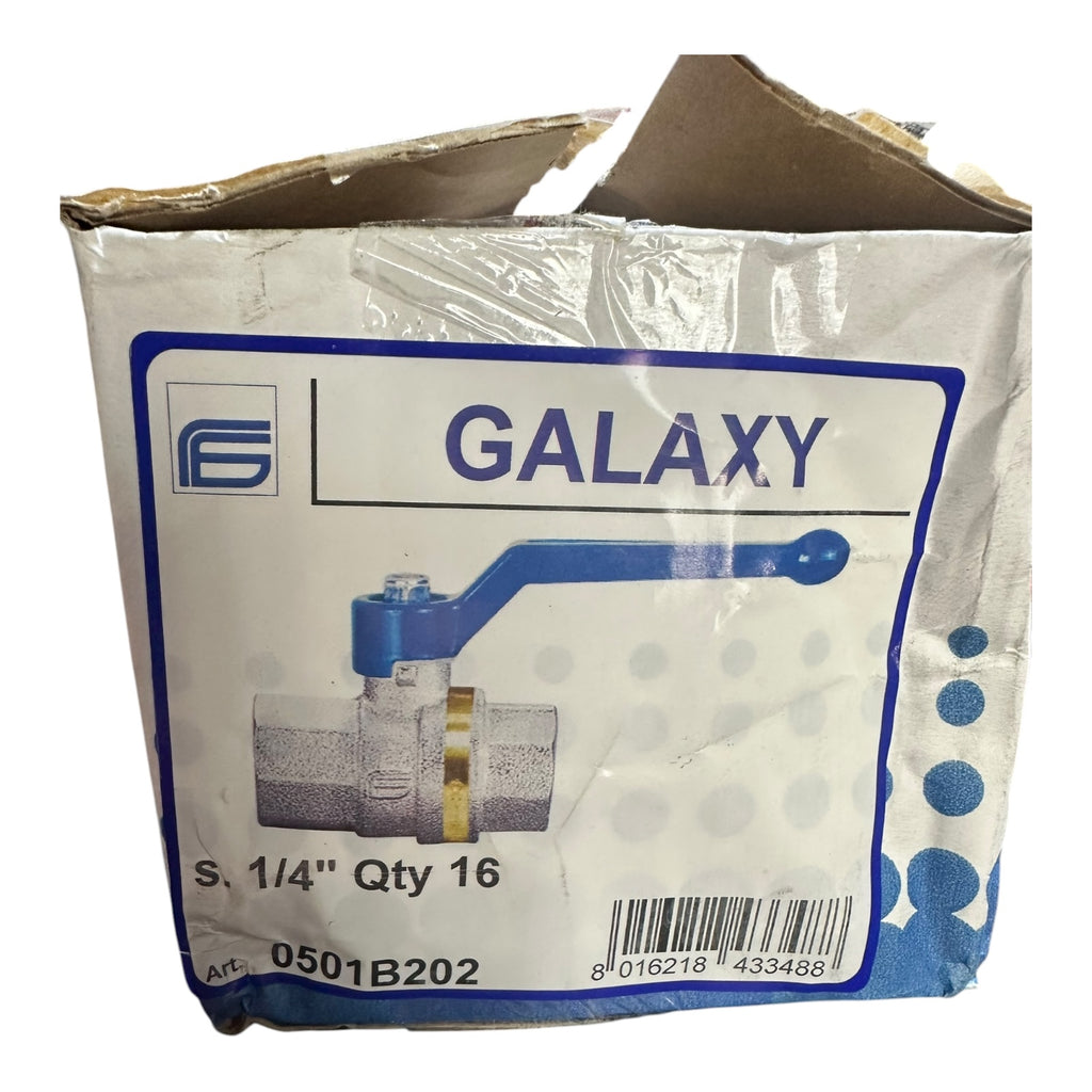 16x Effebi Galaxy 0501B202 Kugelhahn 1/4” IG Messing vernickelt Blauhebel PN25