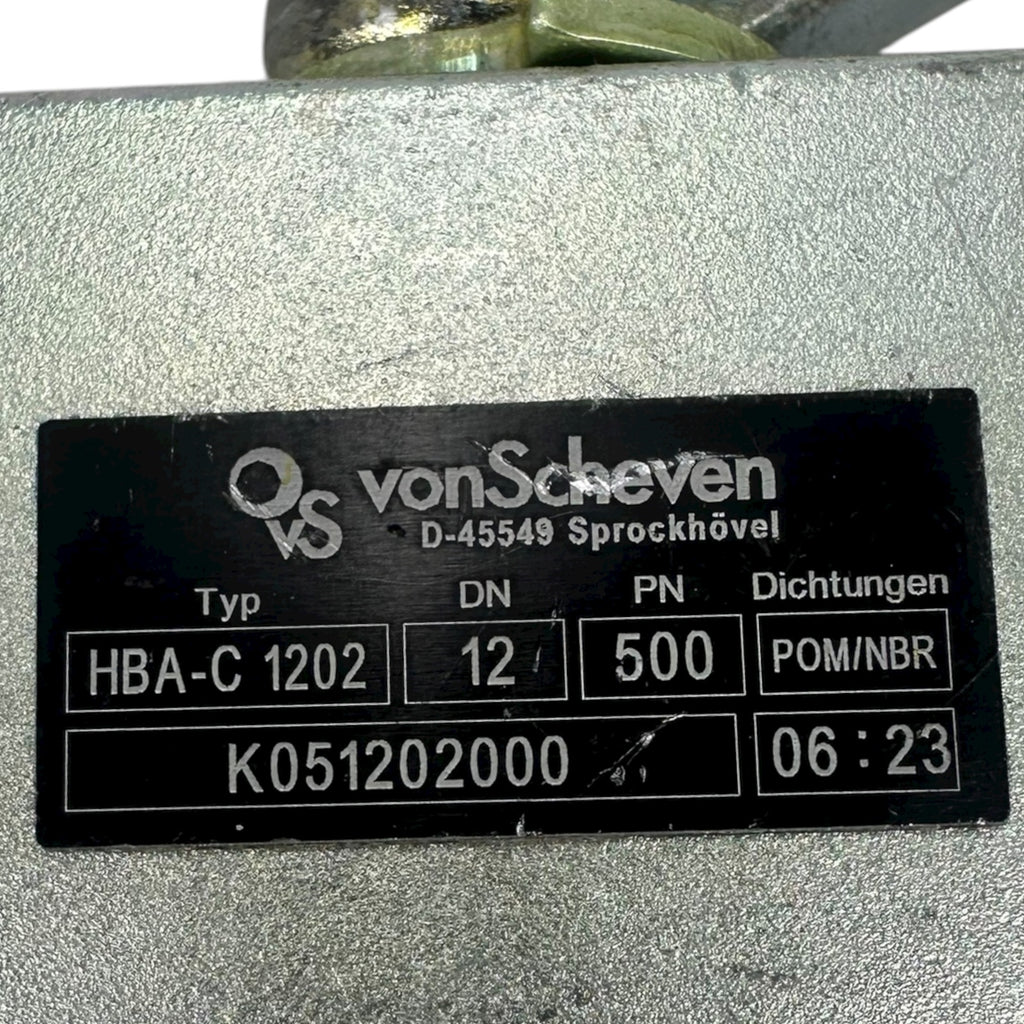 vonScheven HBA-C 1202 Kugelhahn DN12 PN500 Hydraulikventil POM/NBR 06/23