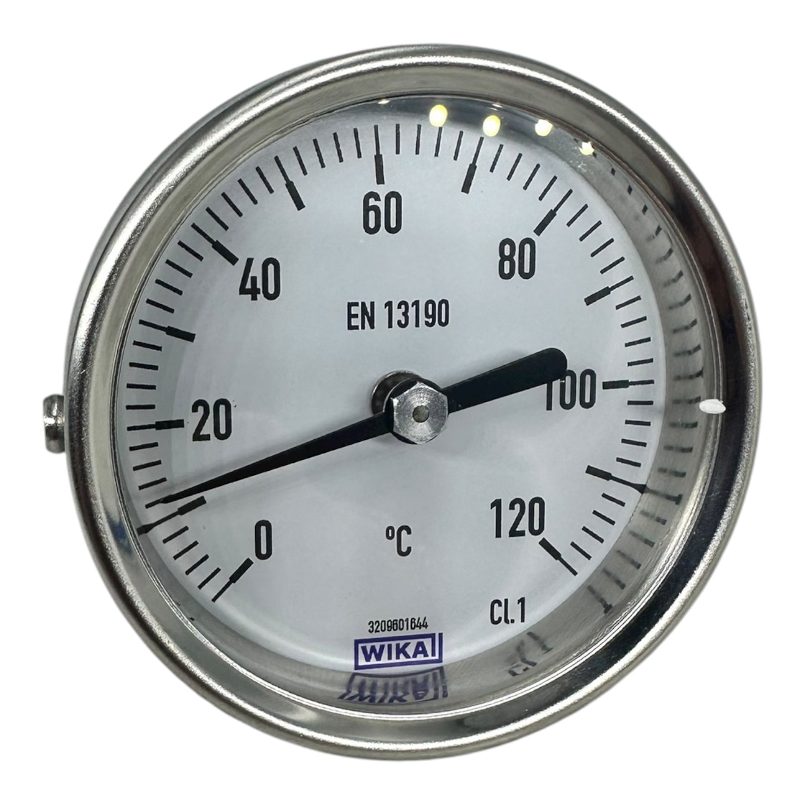 WIKA A52.063/1 Bimetallthermometer 0–120°C Ø63mm 45x8mm Fühler Neu
