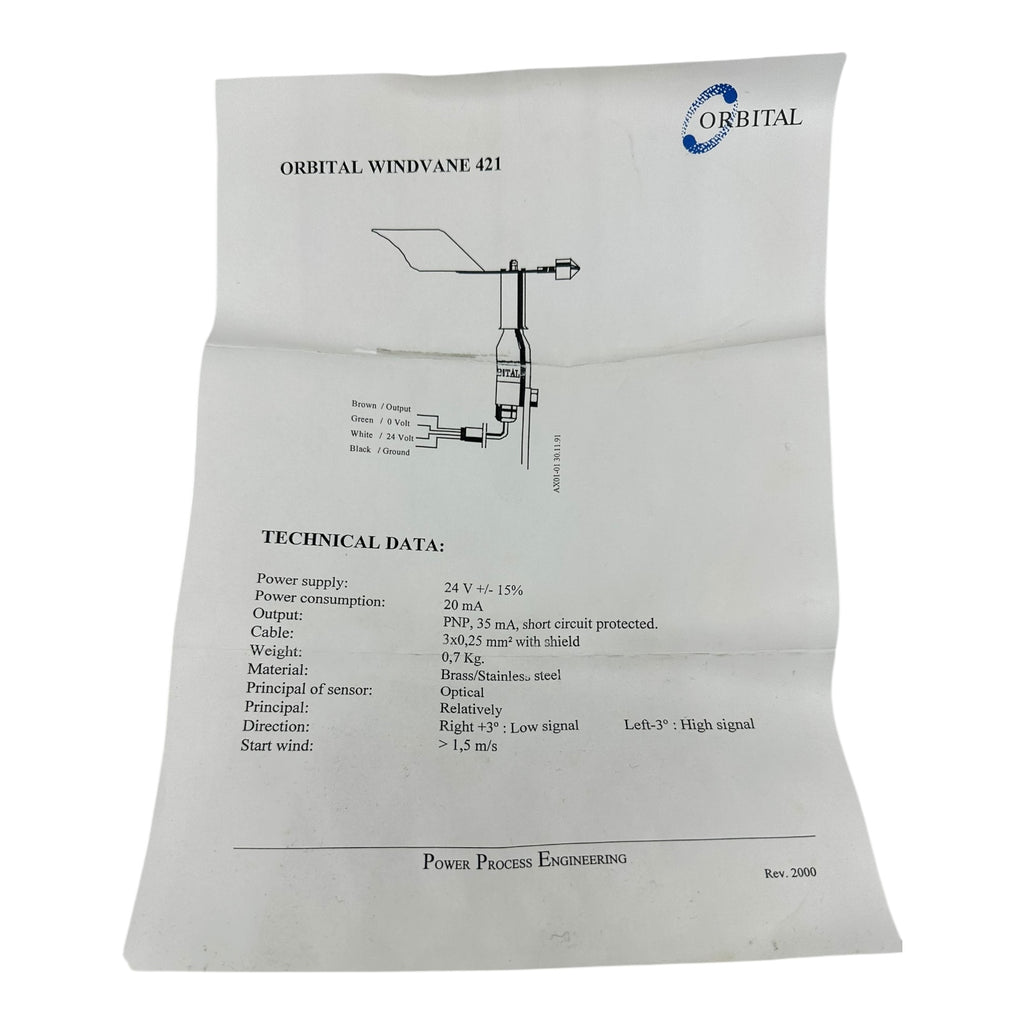 Orbital 421 IMC Windvane Windsensor 24 VDC PNP optisch Messfühler