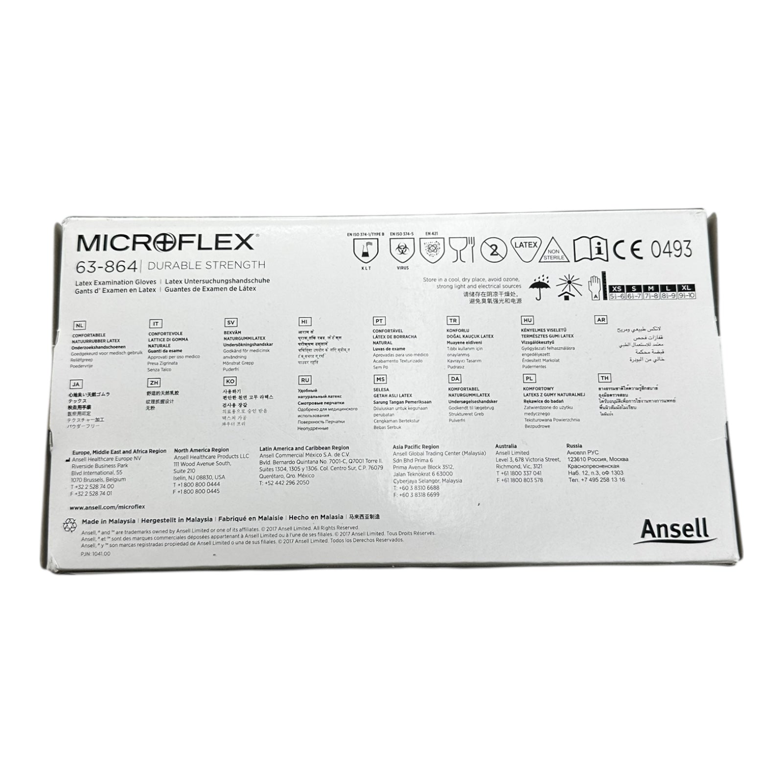 1000x Ansell Microflex 63-864 Latexhandschuhe XL 9½–10 puderfrei 1000 Stück