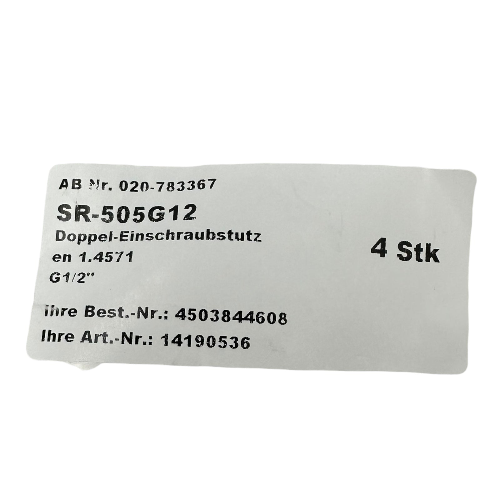 4x Schwer SR-505G12 Doppel-Einschraubstutzen G1/2” Edelstahl 1.4571 PC-208x15