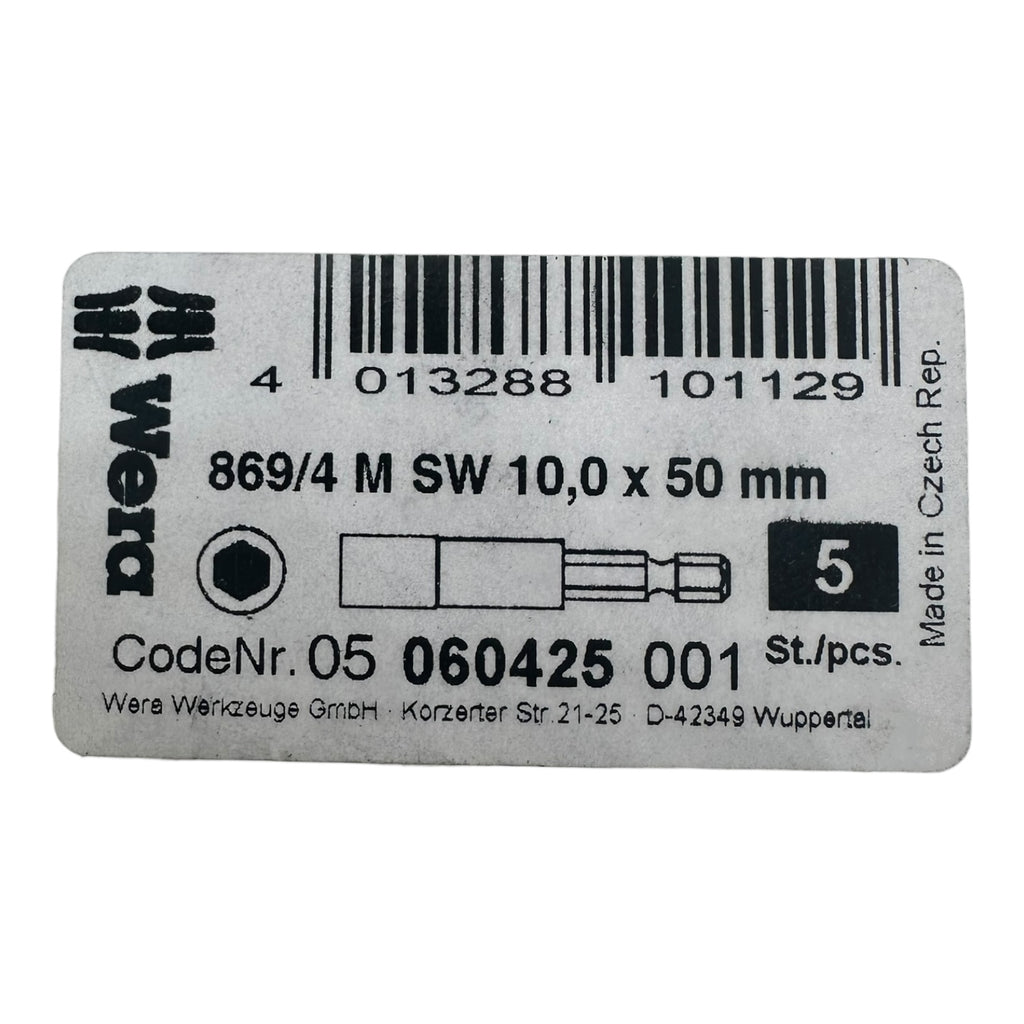 8x Wera 869/4 M SW 10 Steckschlüsseleinsatz Bit 1/4” 50 mm Code 05060425001