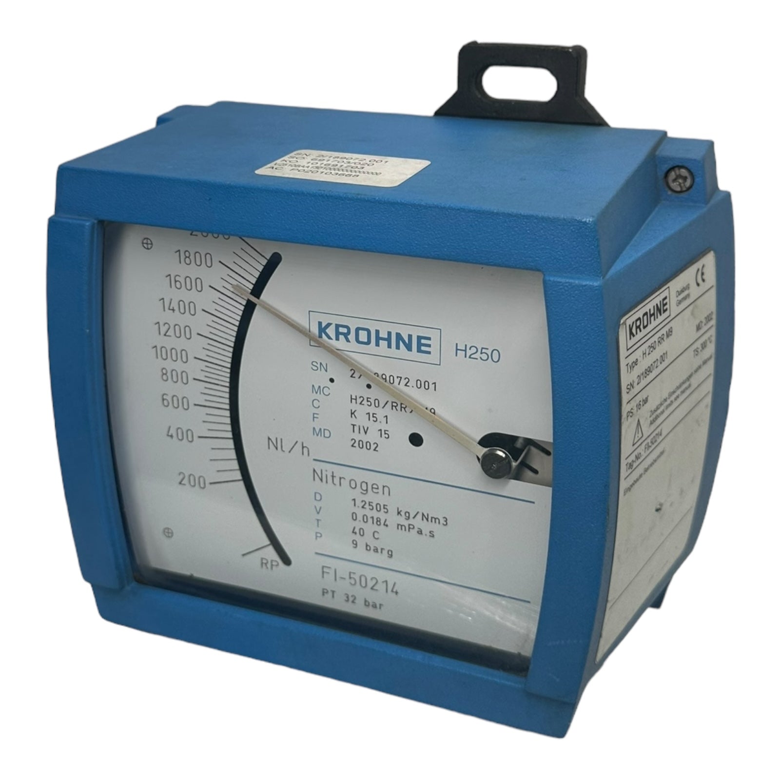 Krohne H250/RR/M9 Durchflussmesser PTmax: 32 bar PS: 16 bar 200 - 2000