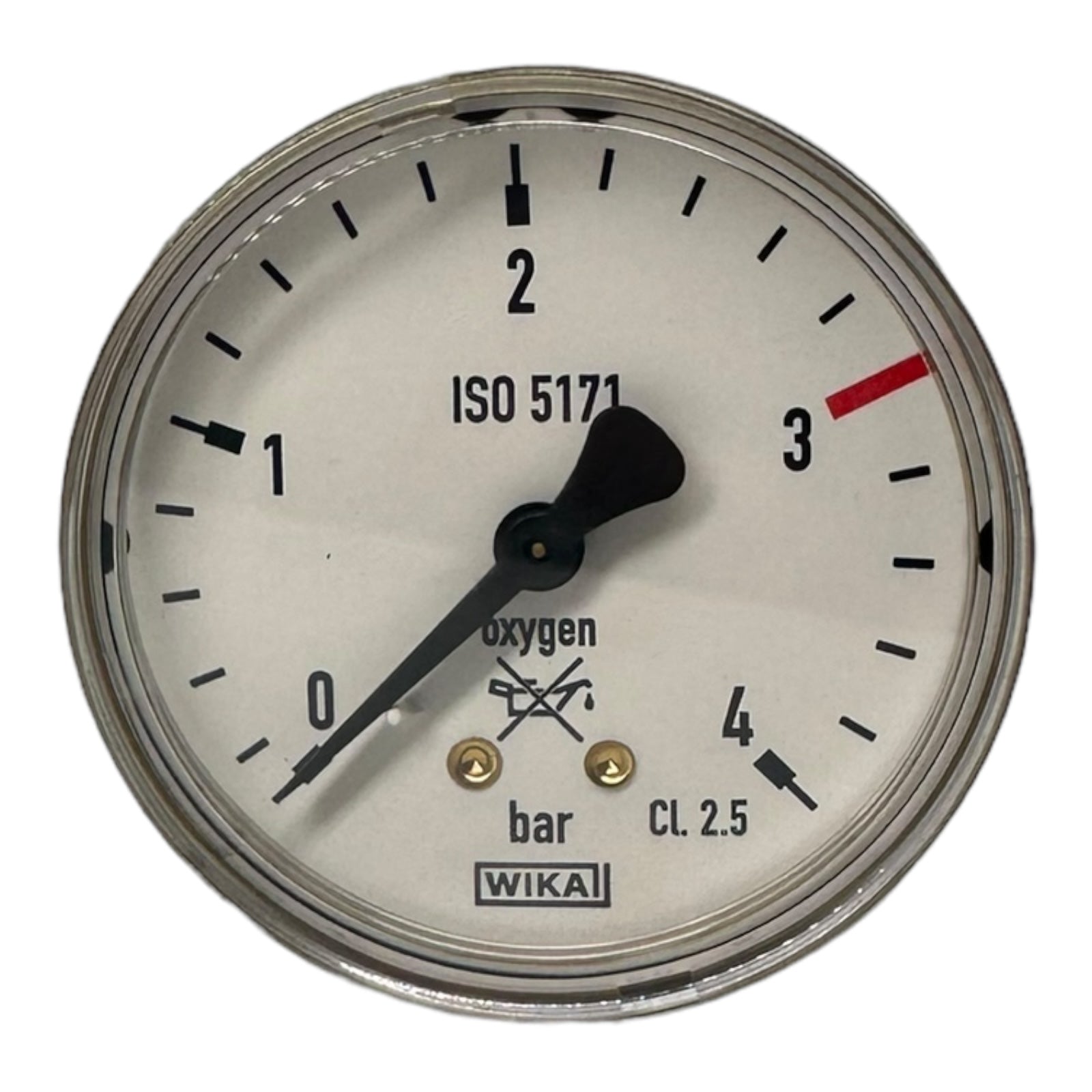 WIKA Manometer Rohrfedermanometer Kupferlegierung Oxygen ISO5171 Cl.2,5 / 0-4Bar