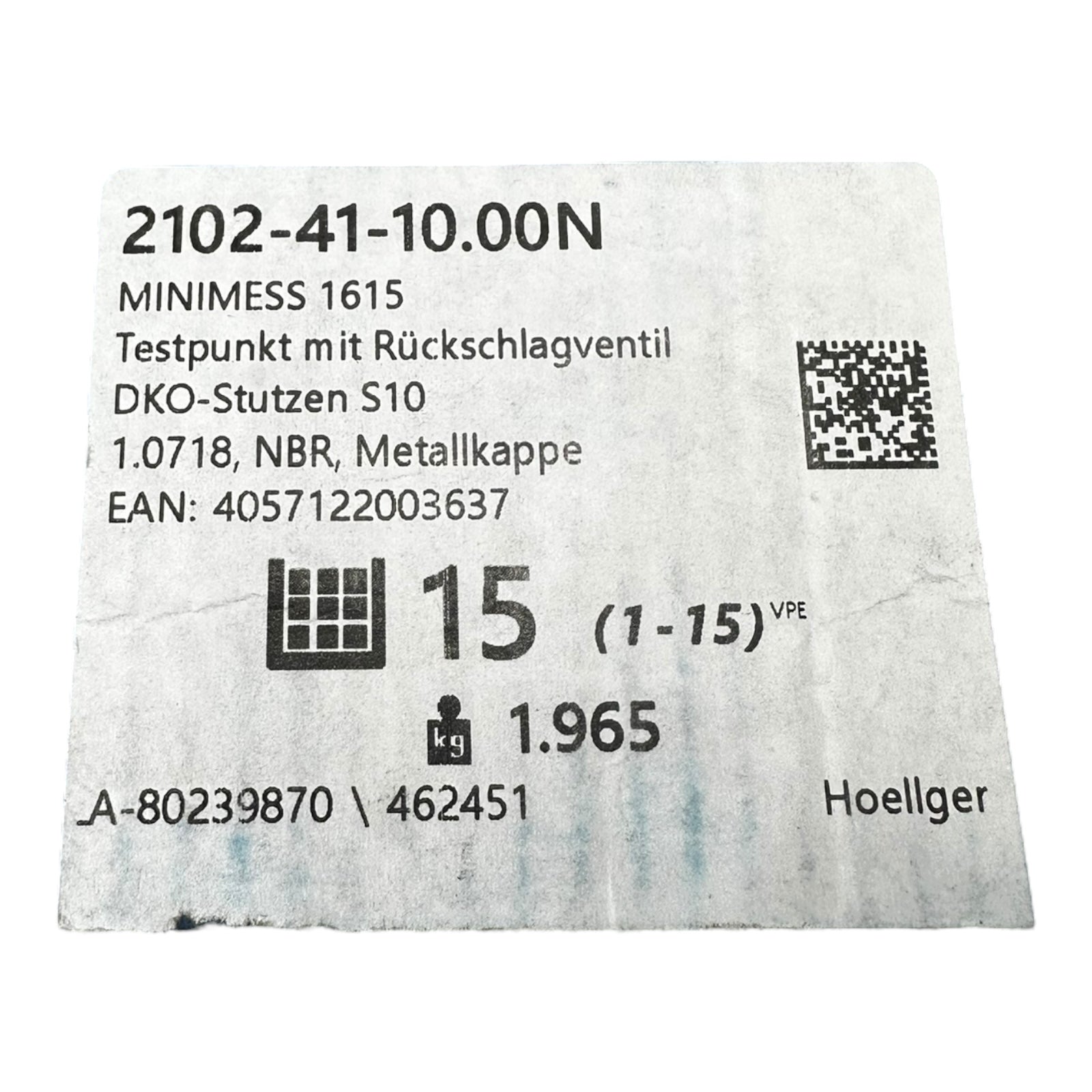 Minimess 2102-41-10.00N Testpunkt DKO S10 Rückschlagventil Metallkappe