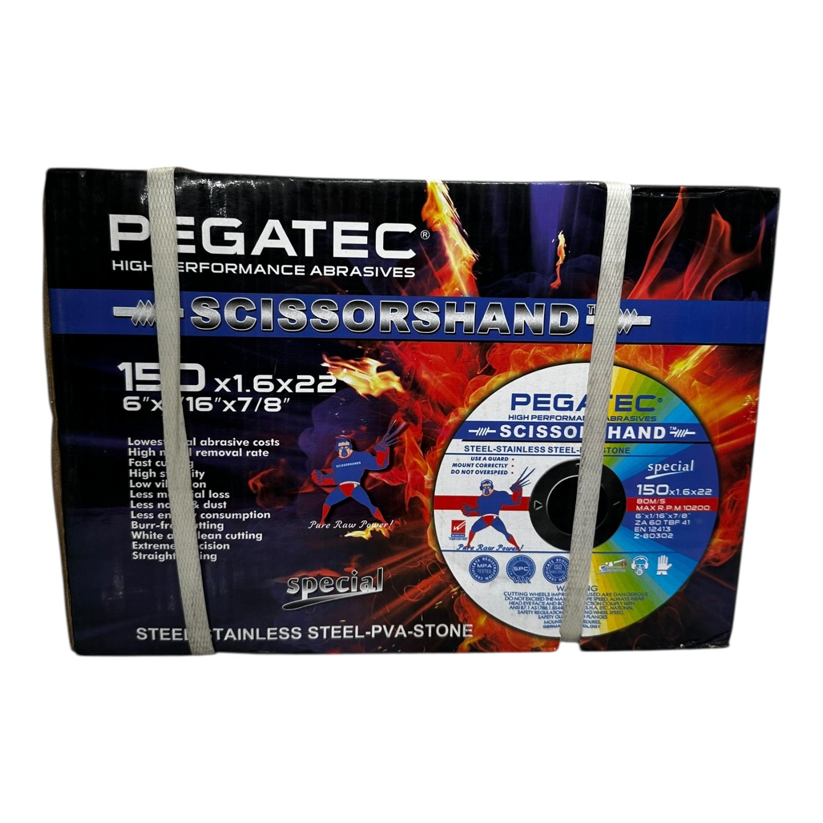 200x Pegatec 150x1.6x22 Trennscheiben Scissorshand Stahl Edelstahl Stein