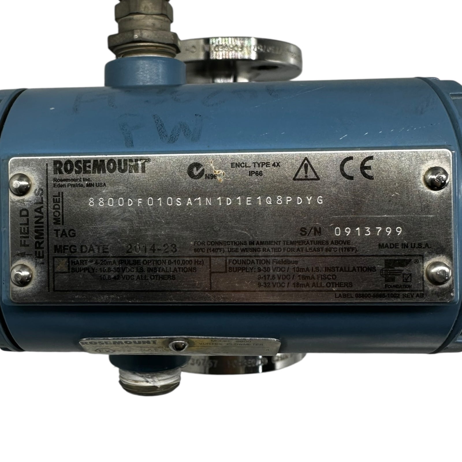 Rosemount 8800DF010SA1N1D1E1Q8PDYG Vortex Durchflussmesser Flansch