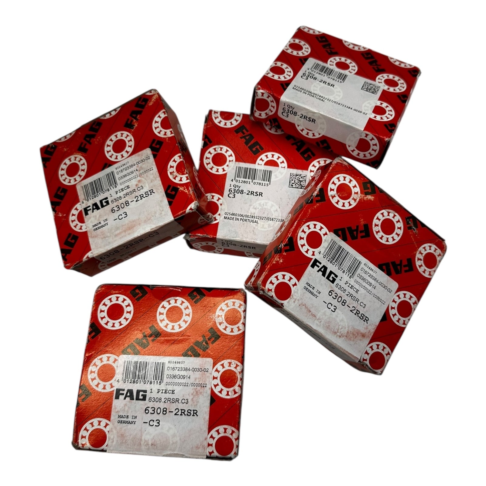 5x FAG 6308-2RSR-C3 Rillenkugellager 40x90x23 mm beidseitig gedichtet