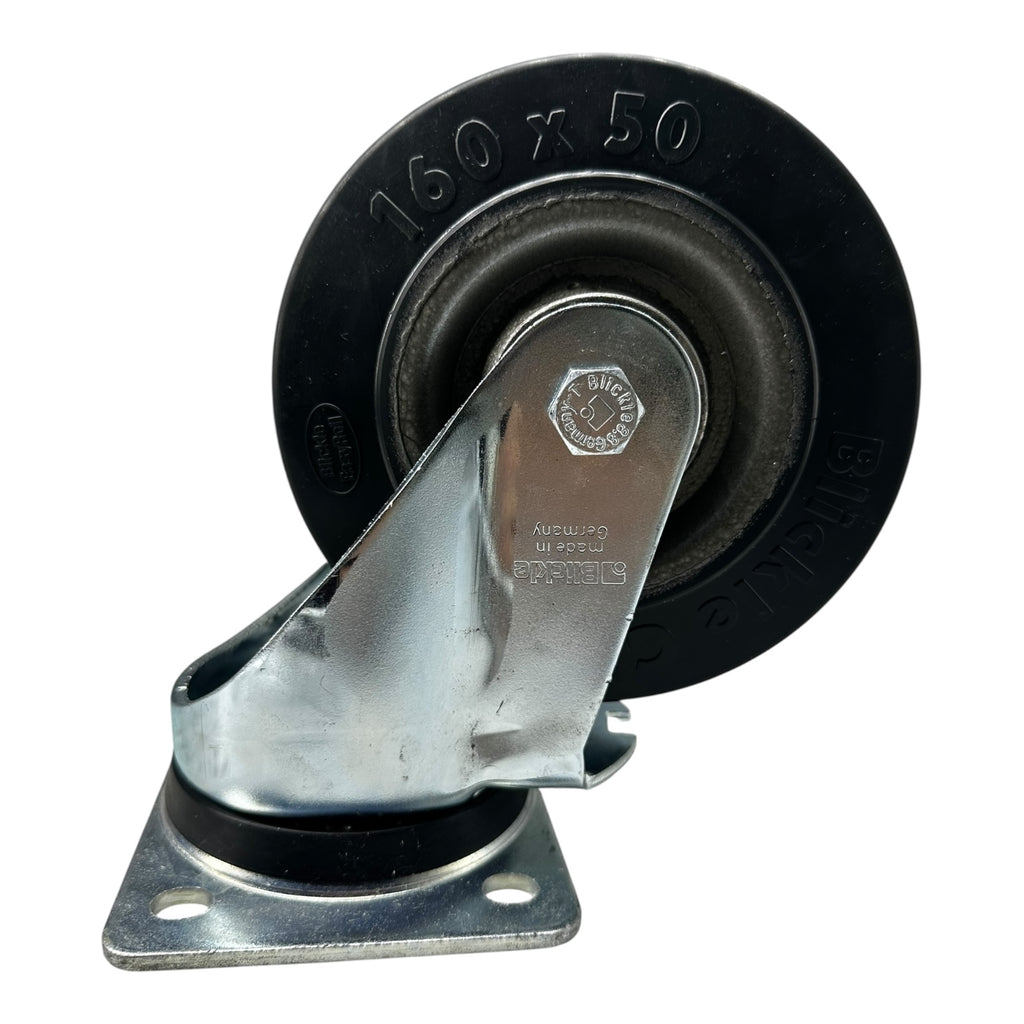 Blickle 160mm Lenkrolle Stahl-Lenkblech Vollgummi Rolle 400kg Tragkraft