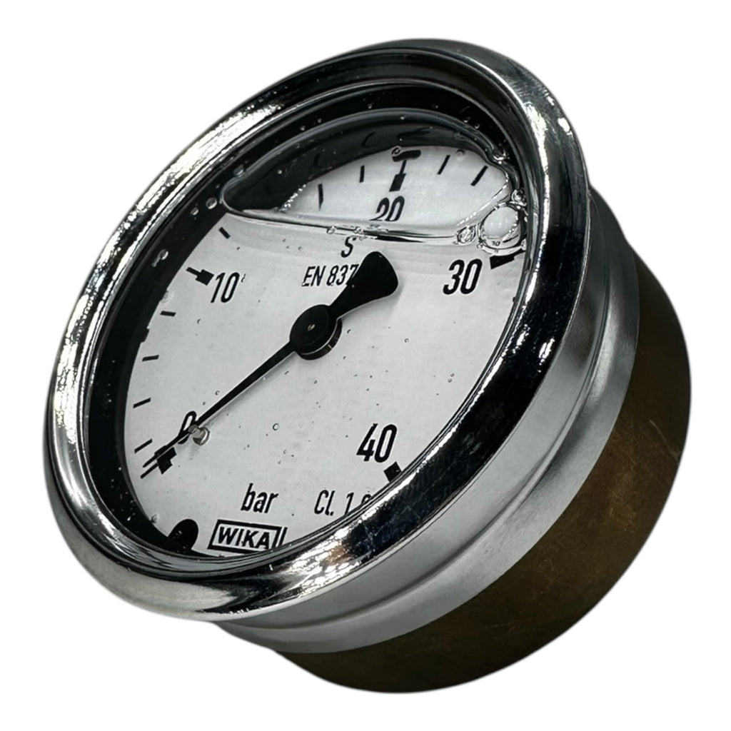 WIKA Manometer EN837 0–40 bar G1/4” hinten Glyzerin gefüllt Ø63mm CL1.6