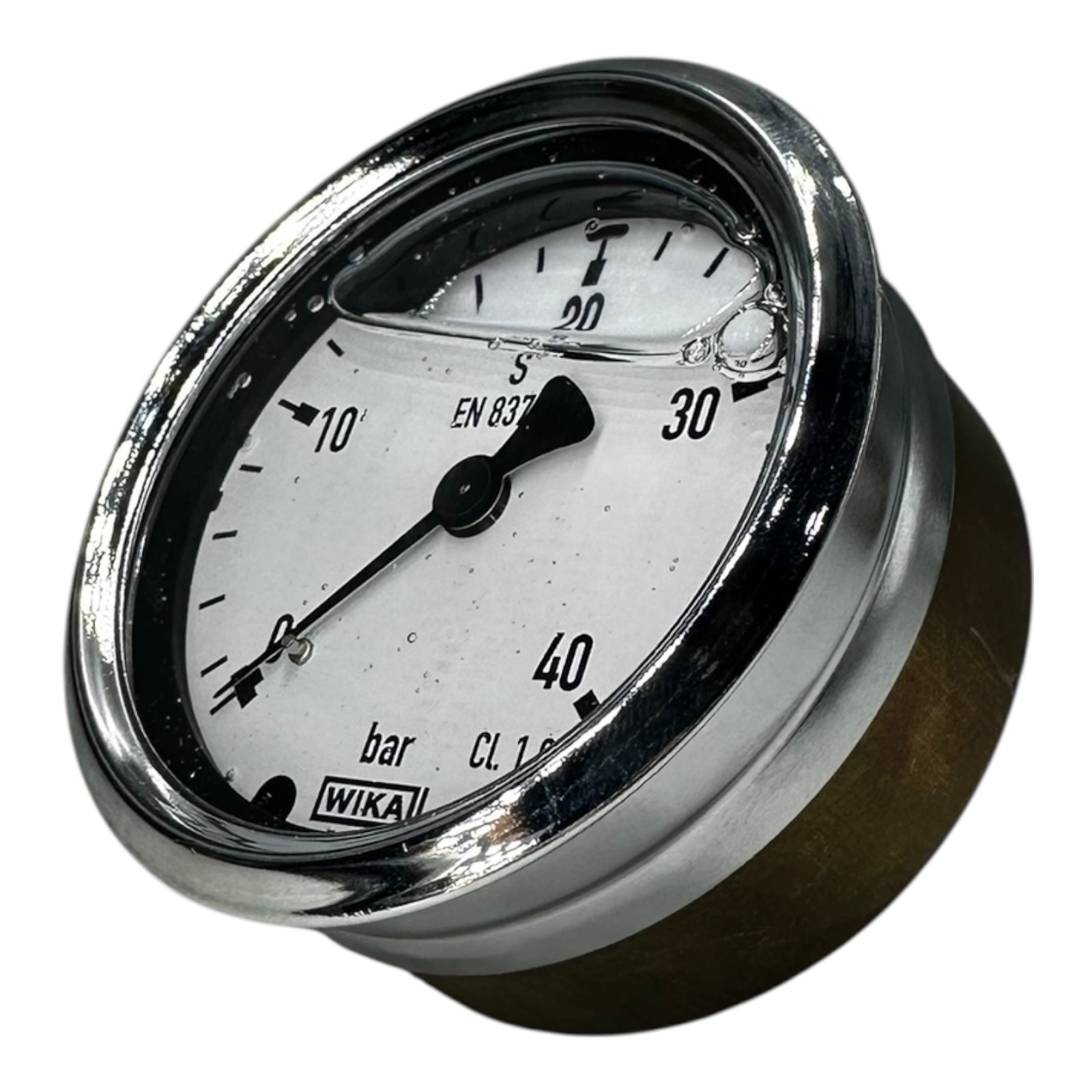 WIKA Manometer EN837 0–40 bar G1/4” hinten Glyzerin gefüllt Ø63mm CL1.6