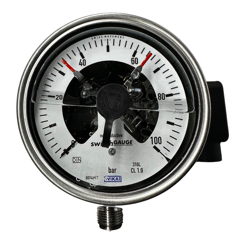 WIKA PGS23.100 Schaltmanometer 0-100 bar 316L Edelstahl CL1.0 14409977 IP65