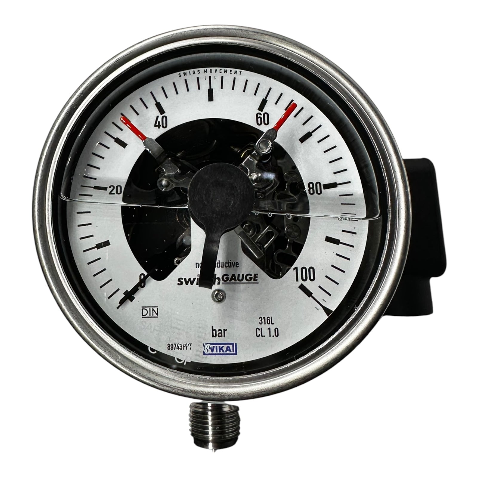 WIKA PGS23.100 Schaltmanometer 0-100 bar 316L Edelstahl CL1.0 14409977 IP65
