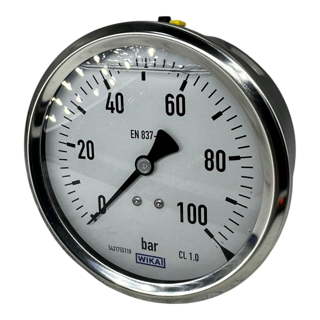 WIKA Manometer 0–100 bar G1/2B unten Ø100mm Edelstahl Druckmesser CL 1.0