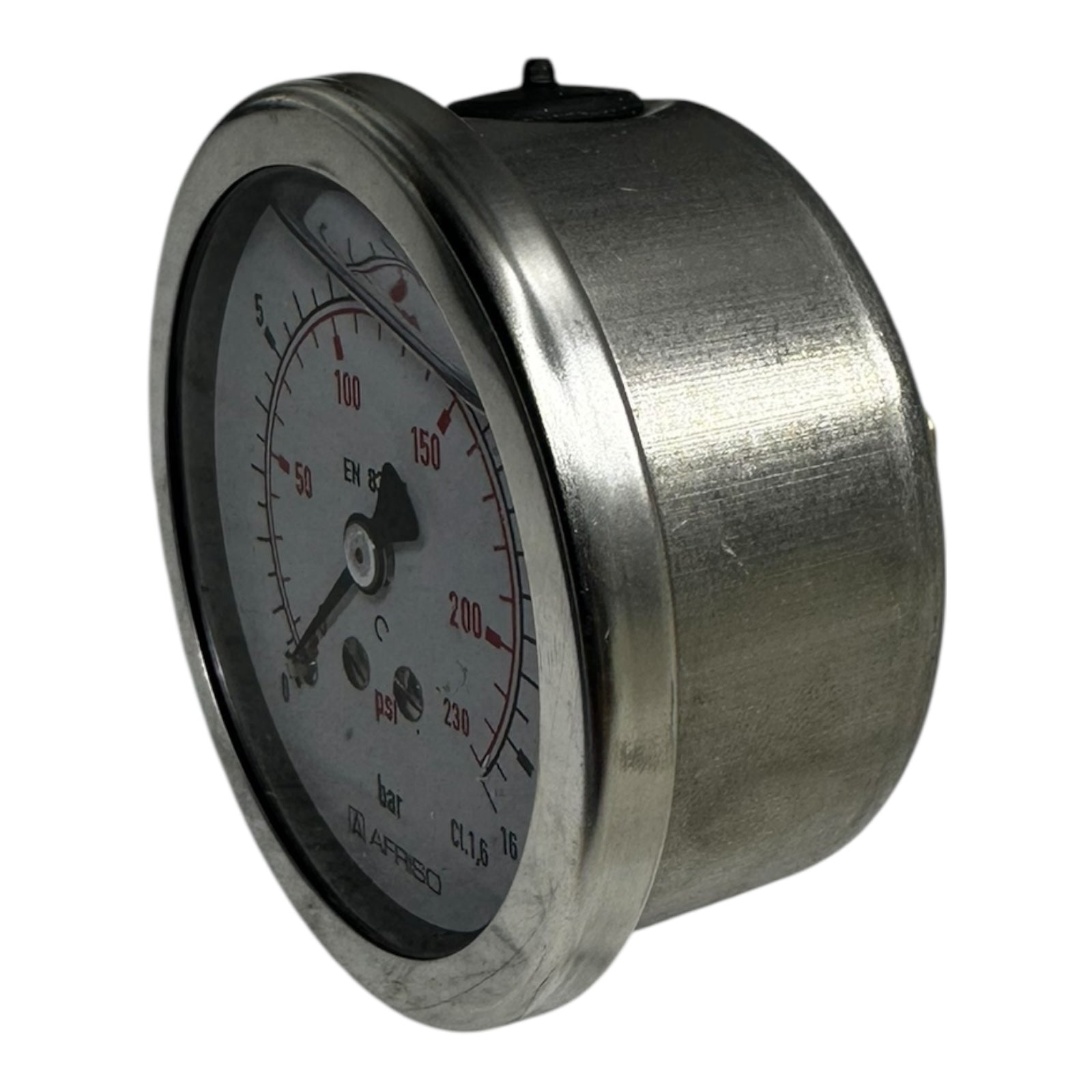 Afriso Manometer RF 63Gly 0–16 bar/psi G1/4 axial Ø63mm Glyzerin gefüllt
