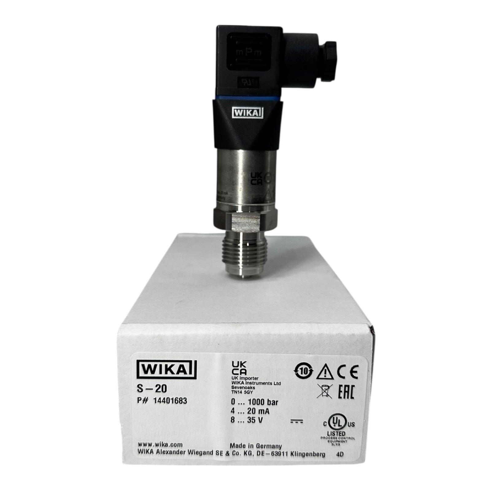 WIKA S-20 Drucksensor 0–1000 bar 4–20mA G1/4 14401683 Industrie Transmitter NEU