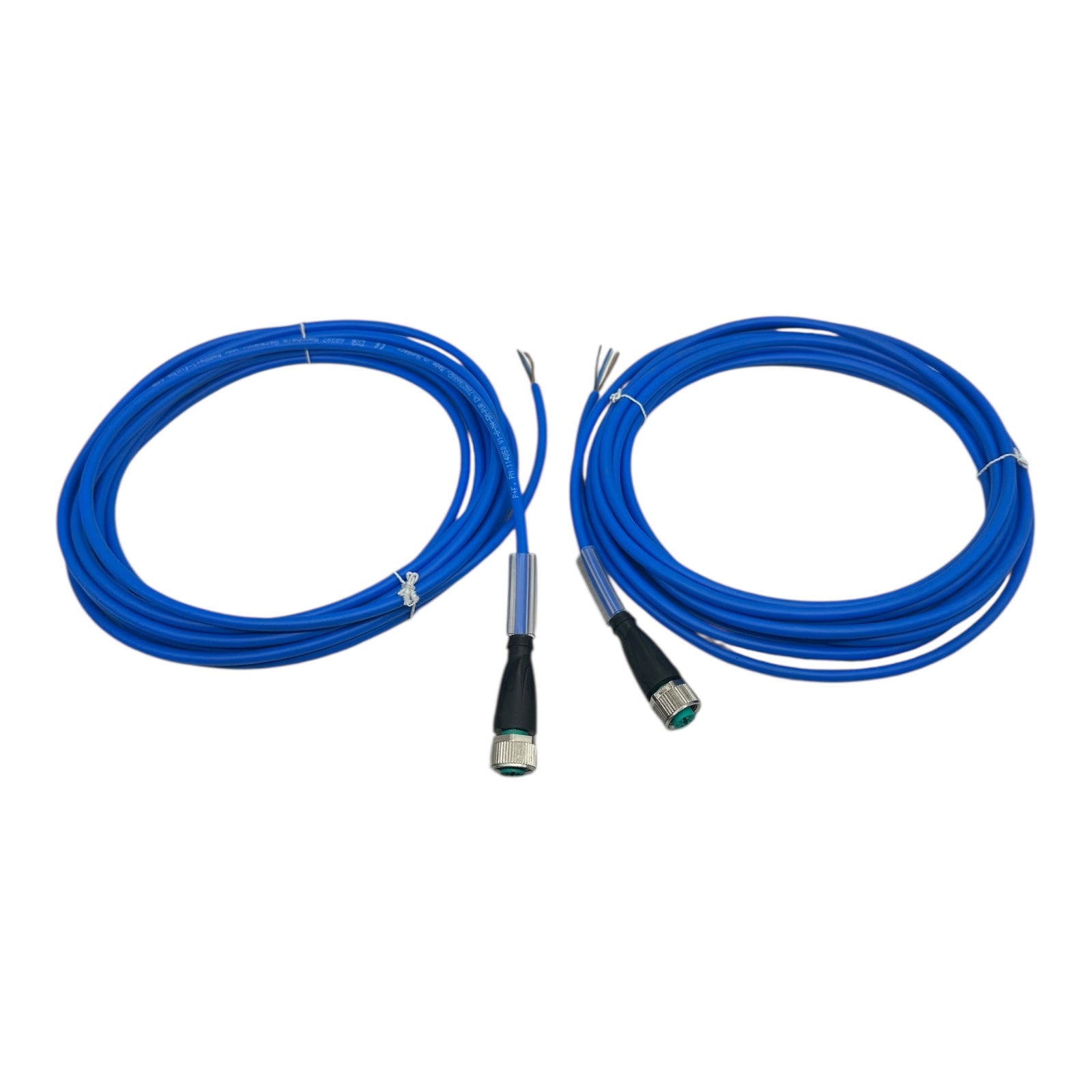 2x Pepperl+Fuchs V1-G-N4-5M-PUR Anschlusskabel M12 Sensorleitung 5m blau neu