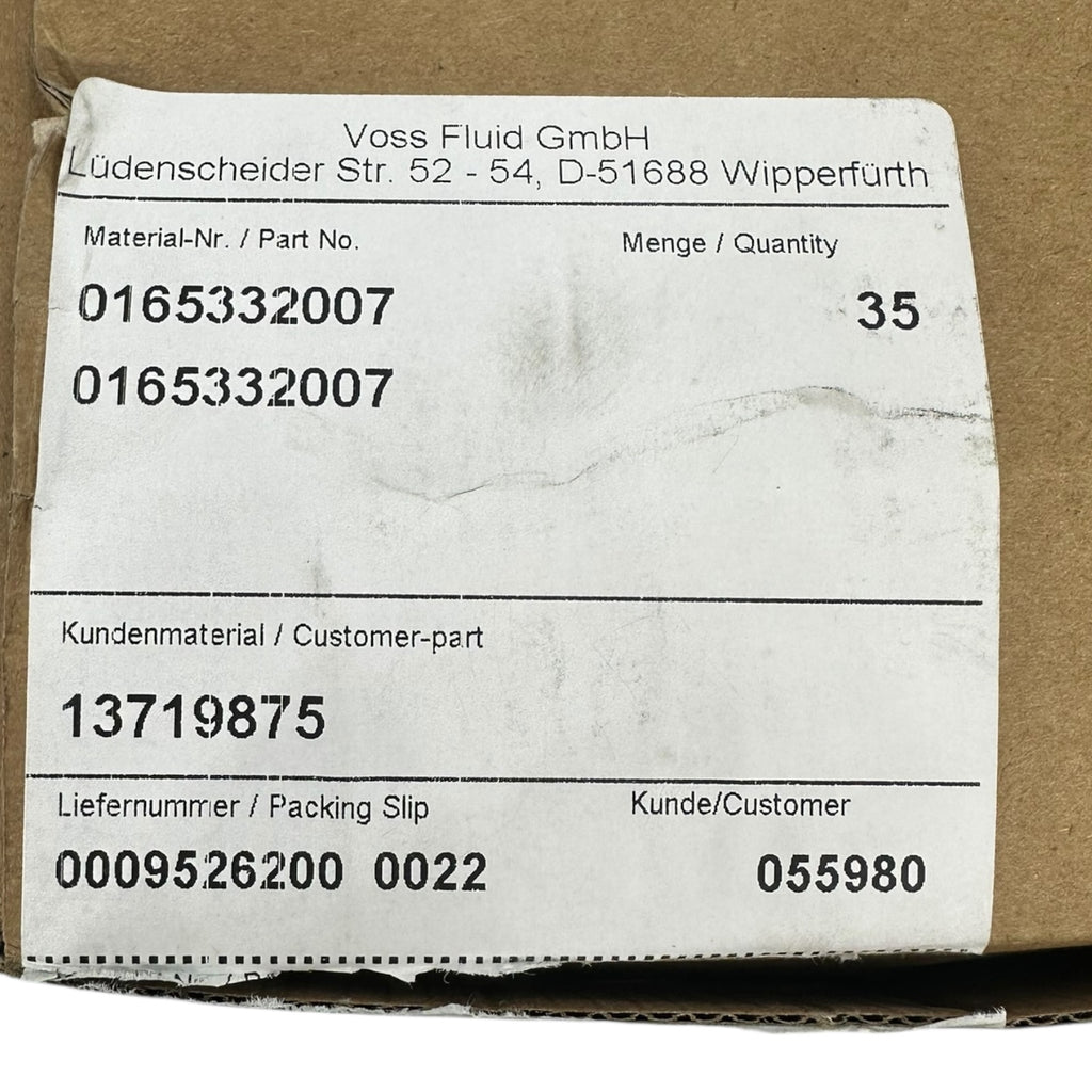 35x Voss Fluid 0165332007 Verschraubung Hydraulik gerade G1/2” Rohranschluss neu