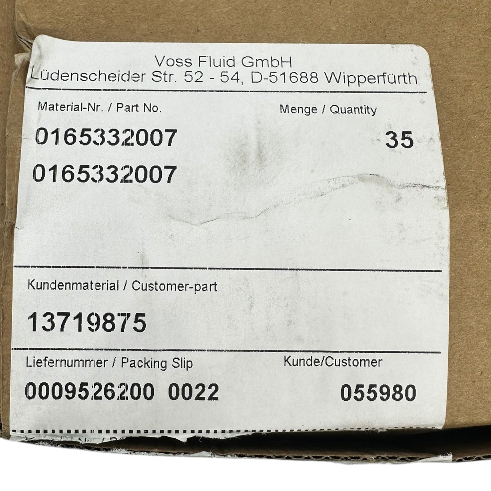 35x Voss Fluid 0165332007 Verschraubung Hydraulik gerade G1/2” Rohranschluss neu