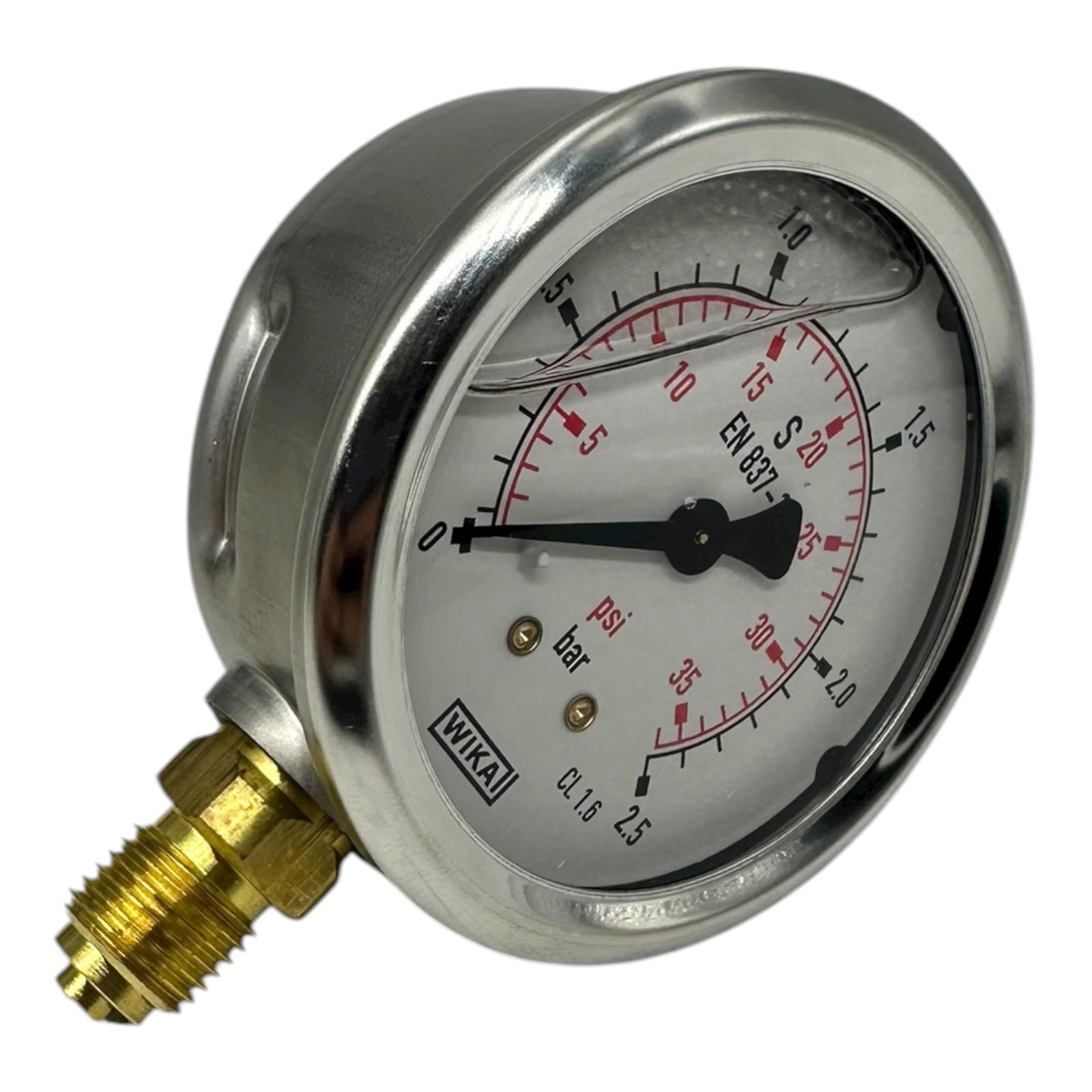 3x WIKA Manometer 0–2,5 bar 0–35 psi G1/4B EN 837 CL 1.6 Edelstahl Druckanzeige