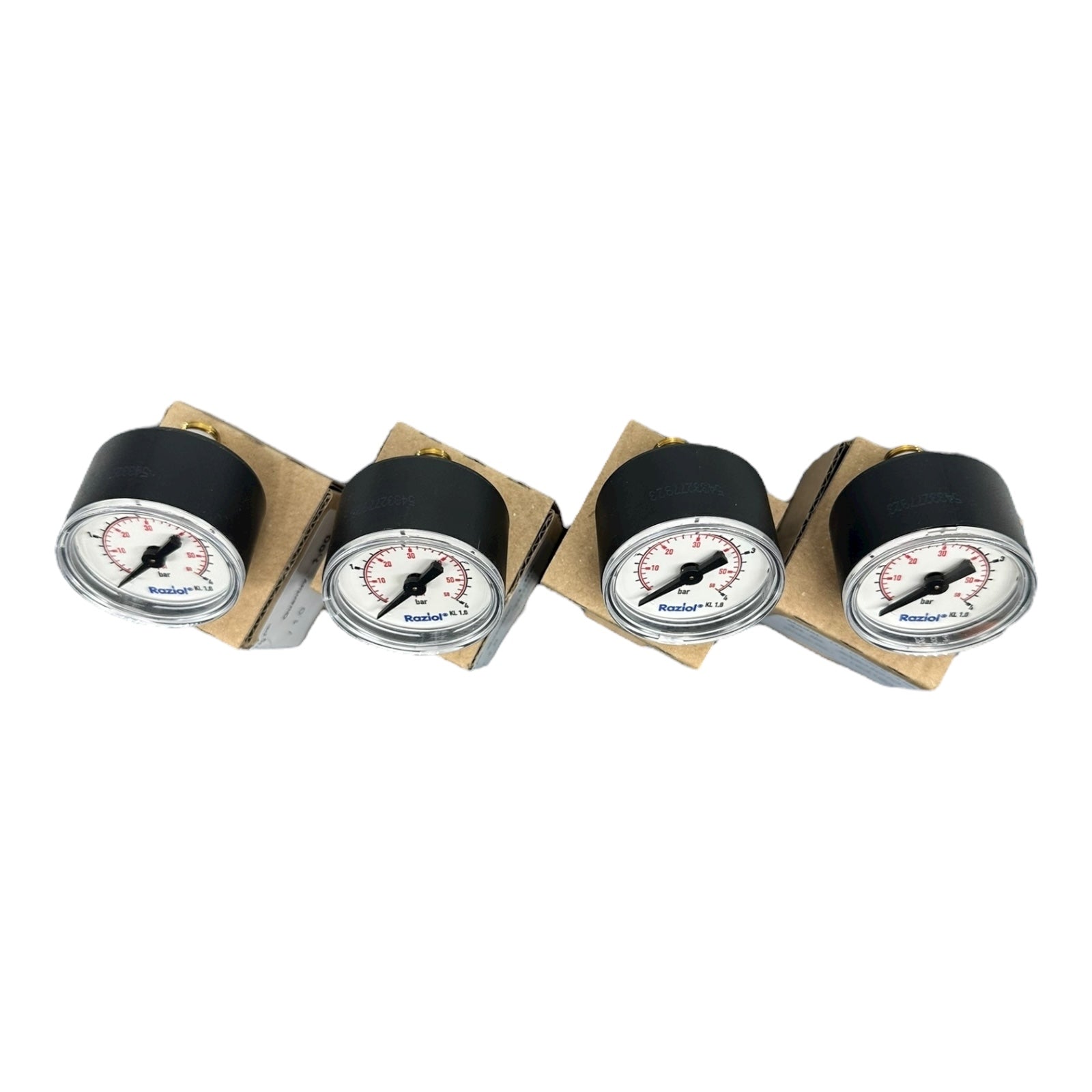 4x Raziol Manometer 111.12.040 0–4 bar 0–60 psi G1/4B CL 1.6 Druckmessgerät