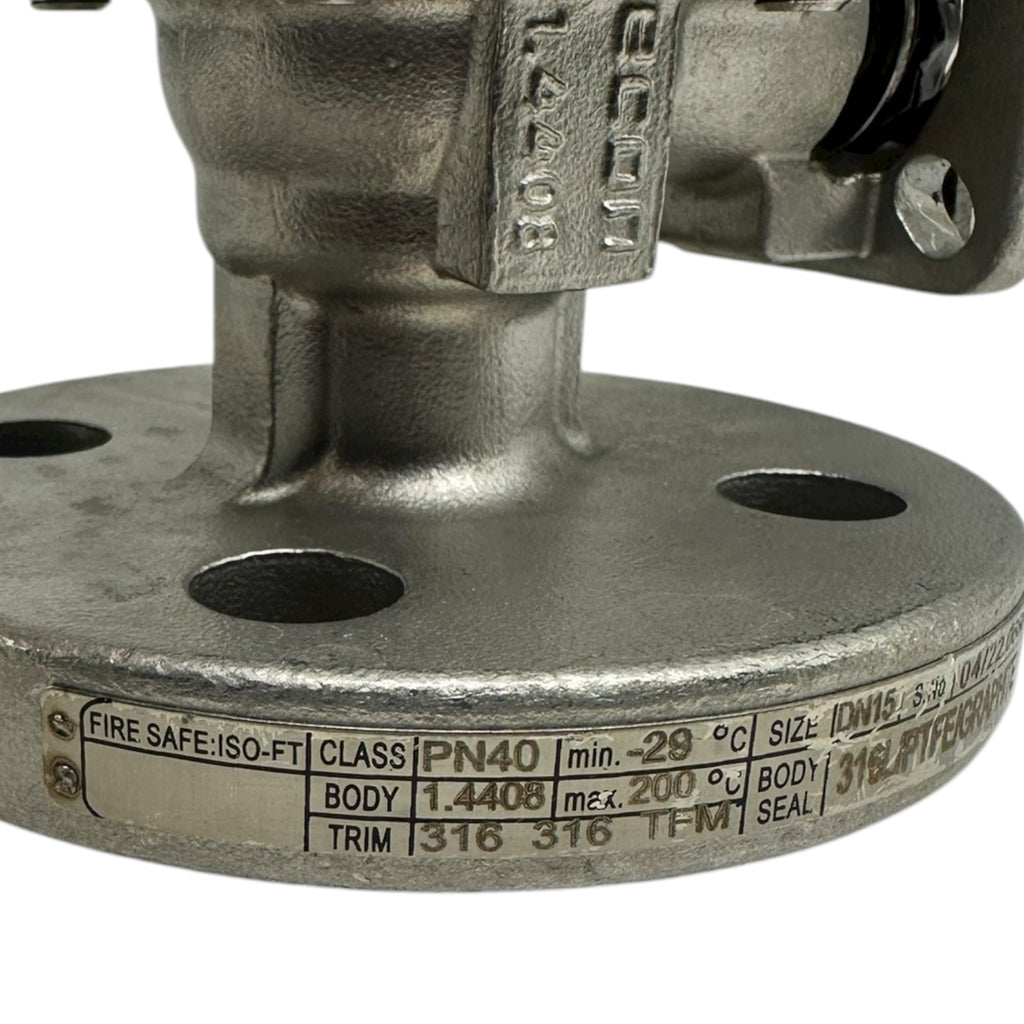 Econ Kugelhahn DN15 PN40 Edelstahl 1.4408 Flansch 316L PTFE Graphit Fig.7289