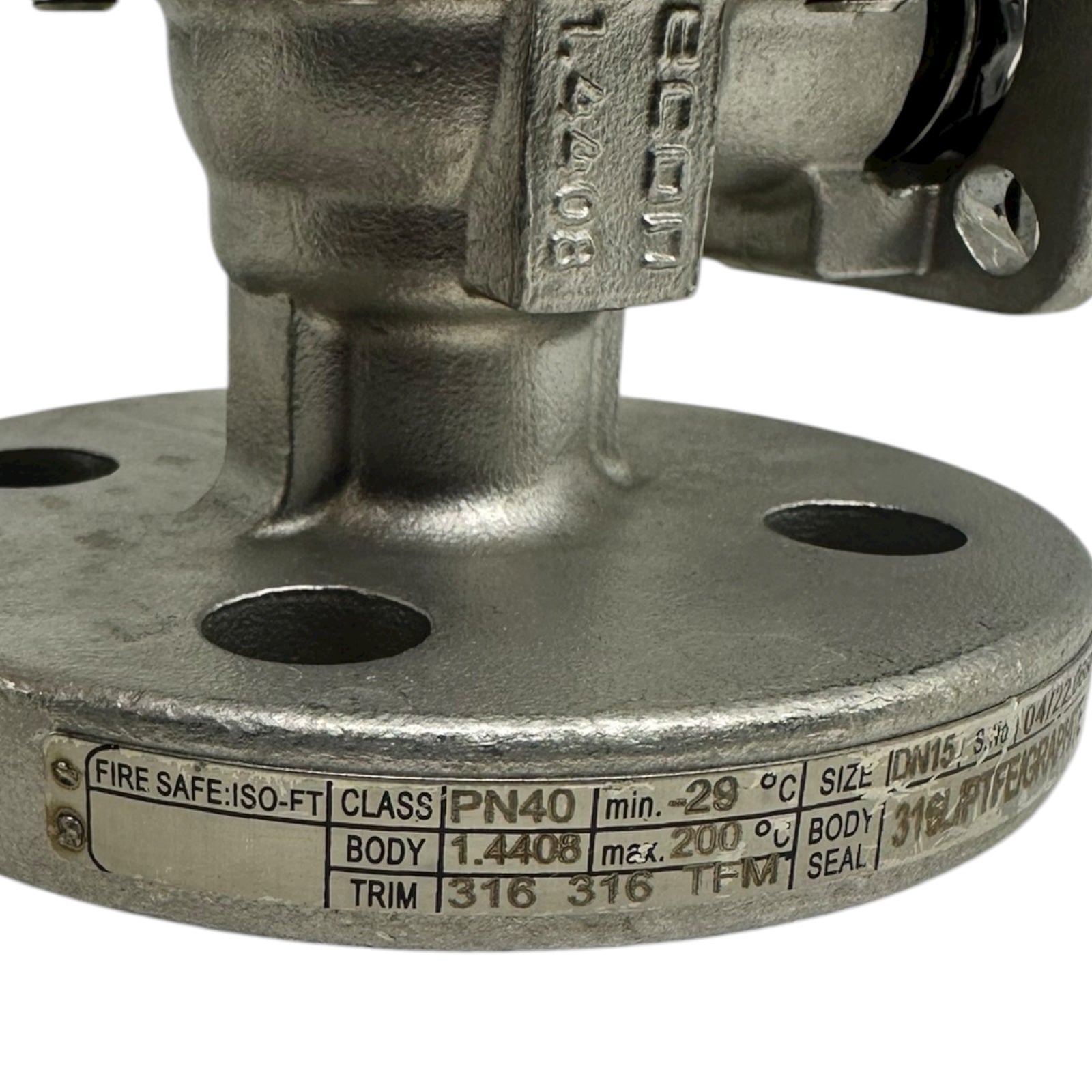 Econ Kugelhahn DN15 PN40 Edelstahl 1.4408 Flansch 316L PTFE Graphit Fig.7289