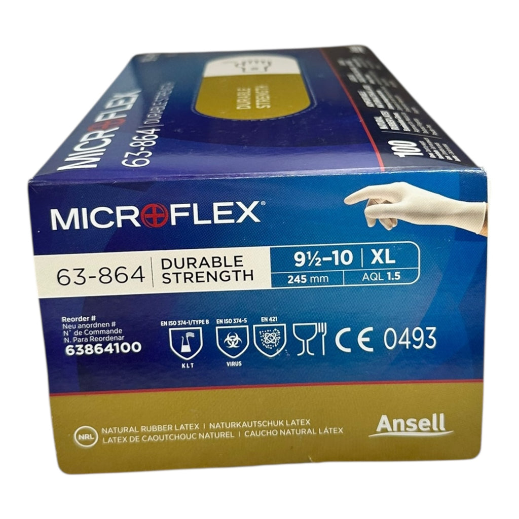1000x Ansell Microflex 63-864 Latexhandschuhe XL 9½–10 puderfrei 1000 Stück