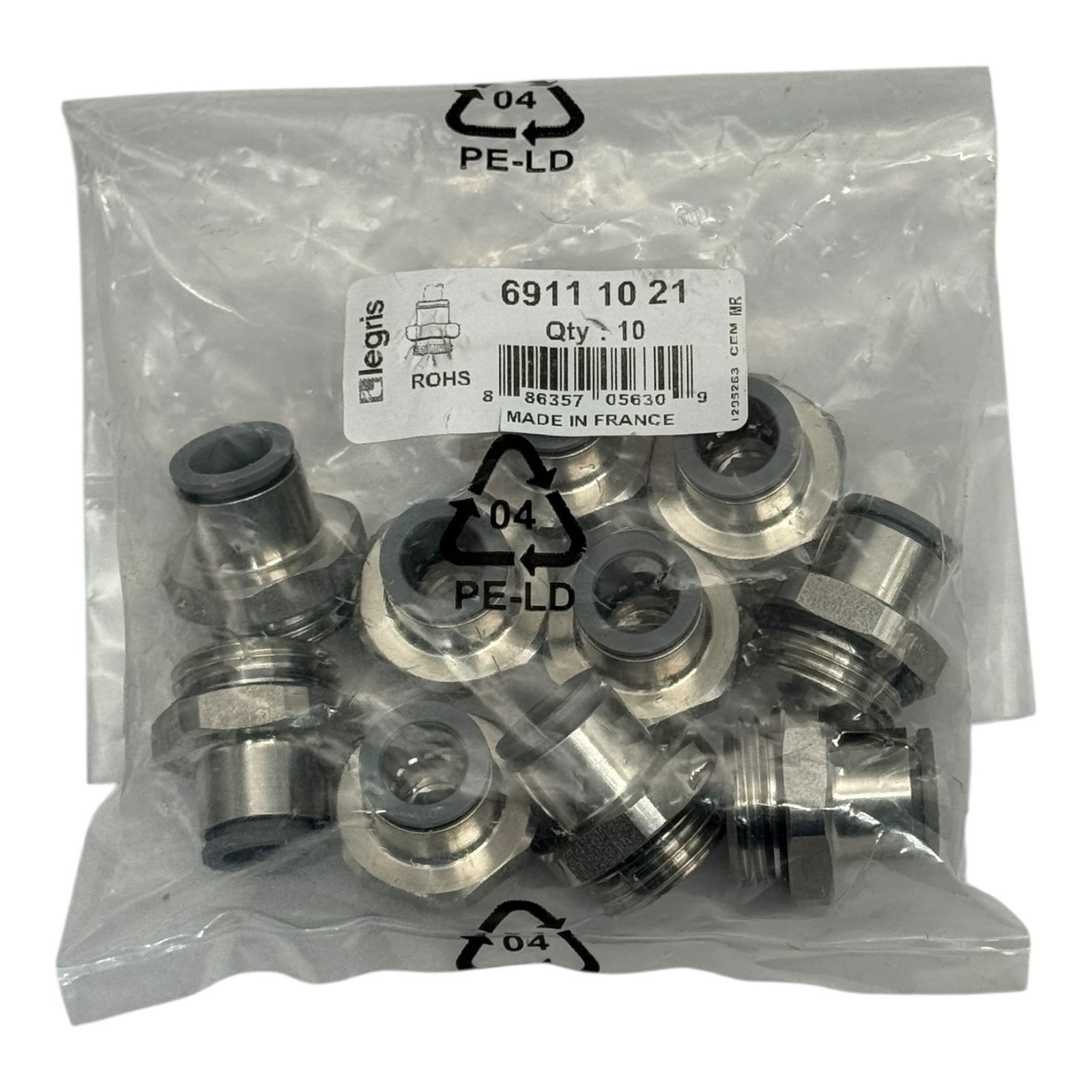 10x Legris 6911 10 21 Einschraubverschraubung 10 mm–R1/2” Pneumatik Fitting