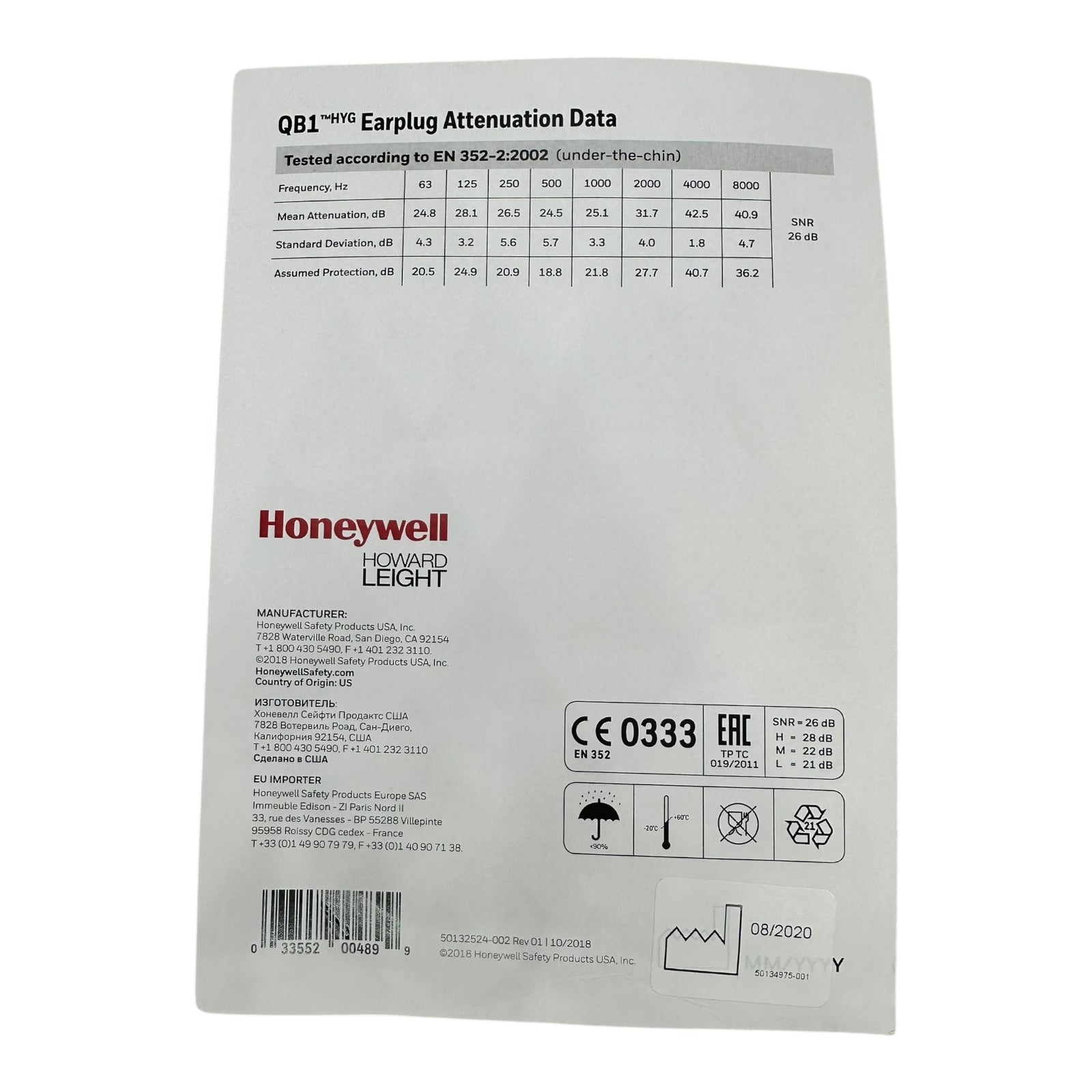 3x Honeywell Howard Leight QB1 Hyg Bügelgehörschutz SNR 26 dB Mehrweg