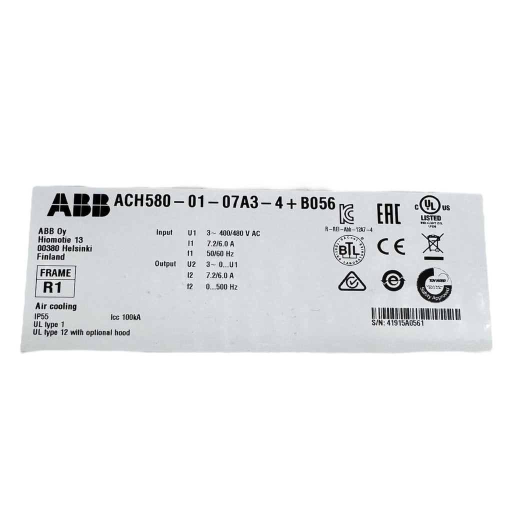 ABB ACH580-01-07A3-4+B056 Frequenzumrichter 3PH 7.2A 3kW 98W 400/480Vac