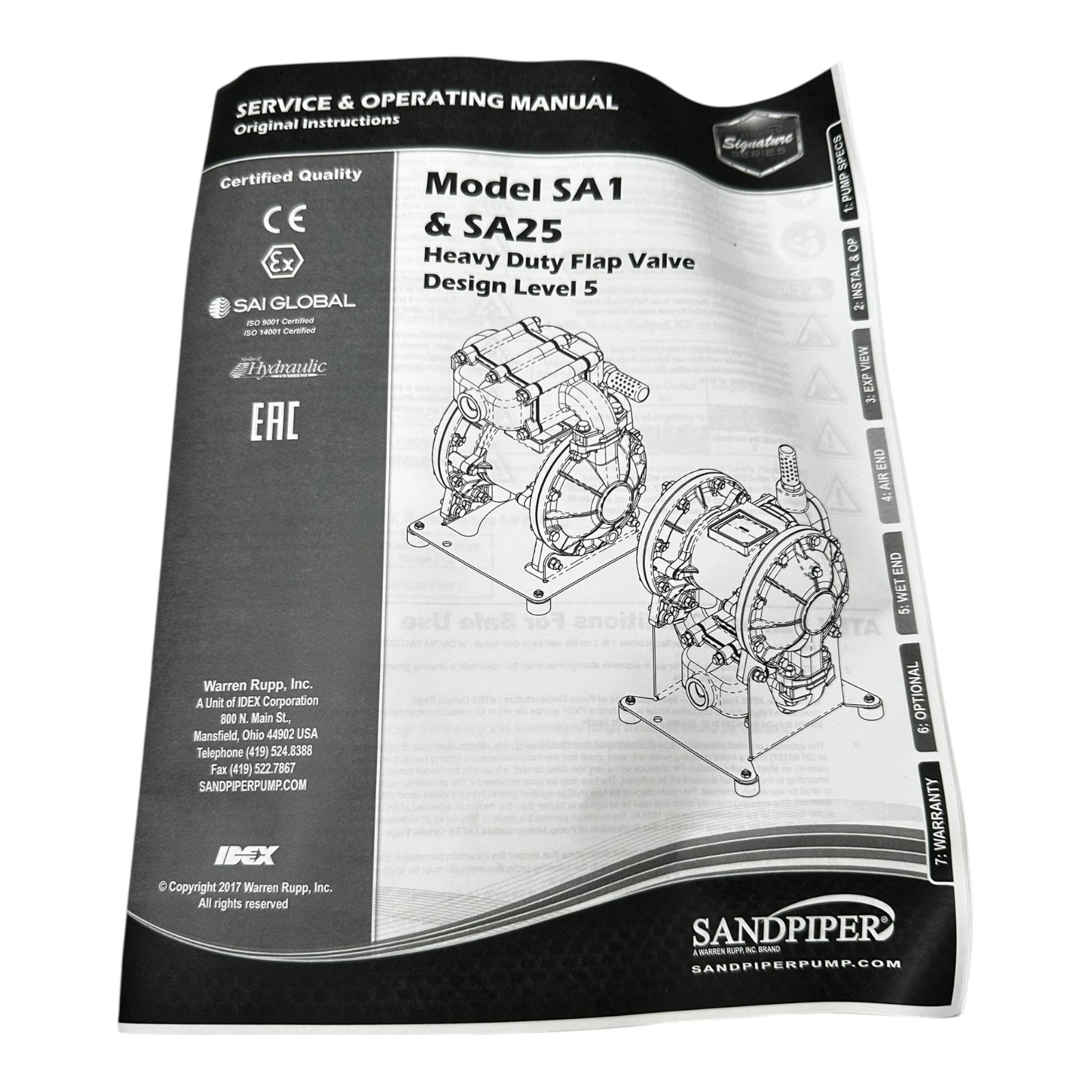 Sandpiper SA1.DB5SS Membranpumpe Druckluftpumpe 8,6 bar Edelstahl ATEX