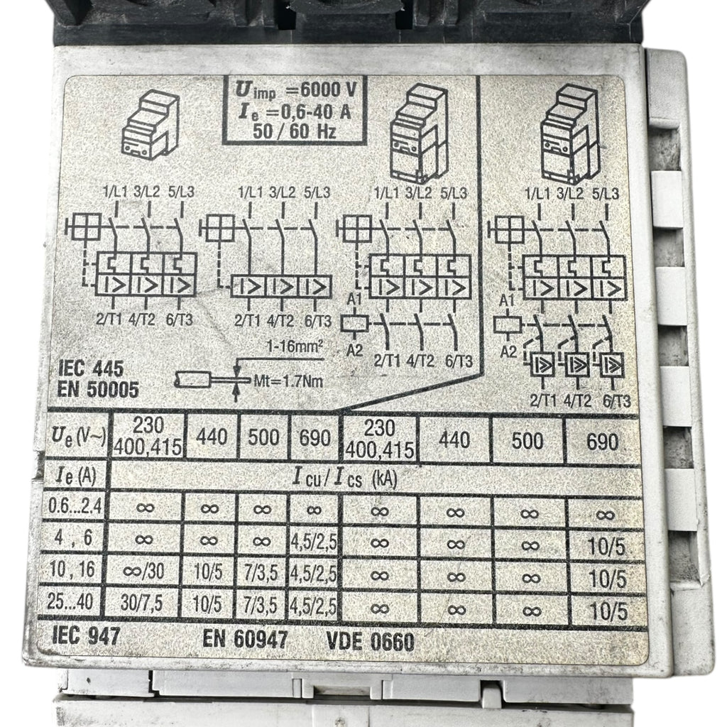 Moeller PKZ 2 ZM-6-PKZ2 Motorschutzschalter + NHI-11-PKZ-2 Hilfsschütz