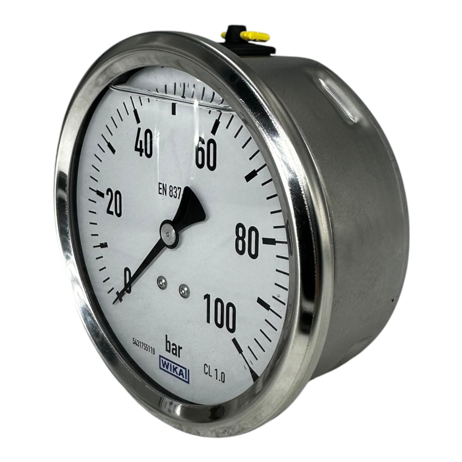 WIKA Manometer 0–100 bar G1/2B unten Ø100mm Edelstahl Druckmesser CL 1.0