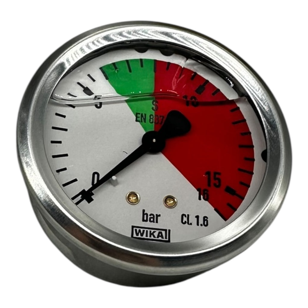 WIKA Manometer 0–16 bar G1/4B unten Ø63mm farbskala Grün/Rot Druckmesser