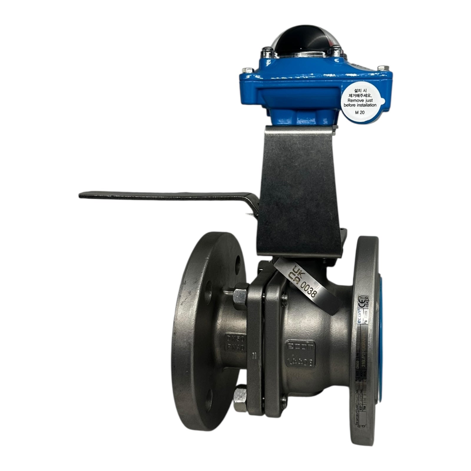Econ Kugelhahn DN50 PN40 Edelstahl 316 PTFE Graphit mit Switch Box Fig.79651