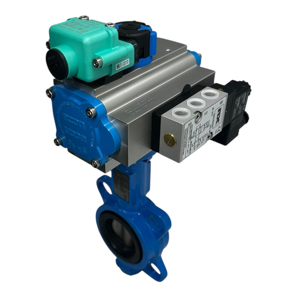 Econ Absperrklappe DN50 PN16 CF8M NBR mit Pneumatik Antrieb RX P+F Sensor NEU