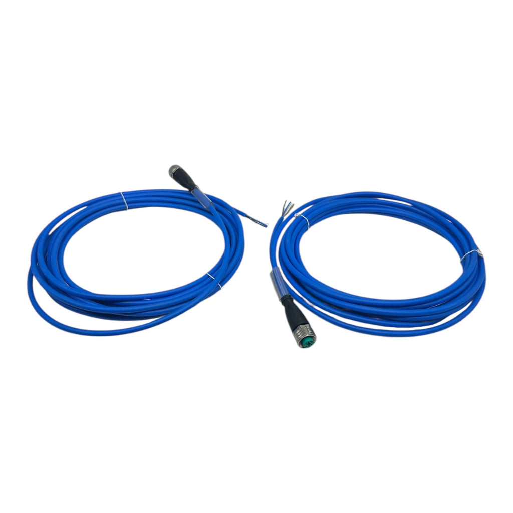 2x Pepperl+Fuchs V1-G-N4-5M-PUR Anschlusskabel M12 Sensorleitung 5m blau neu