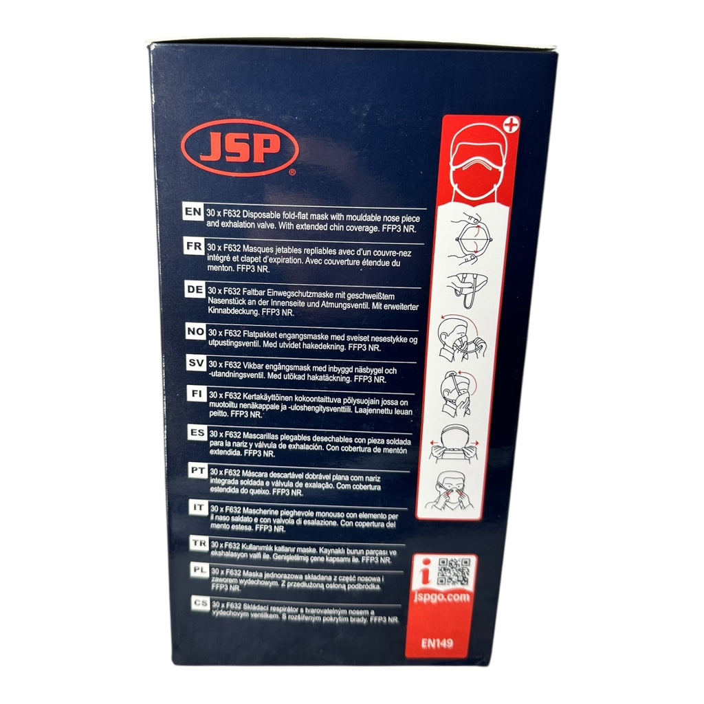 30x JSP F632 FFP3 Atemschutzmaske mit Ventil EN149 Schutzmaske 30 Stück neu