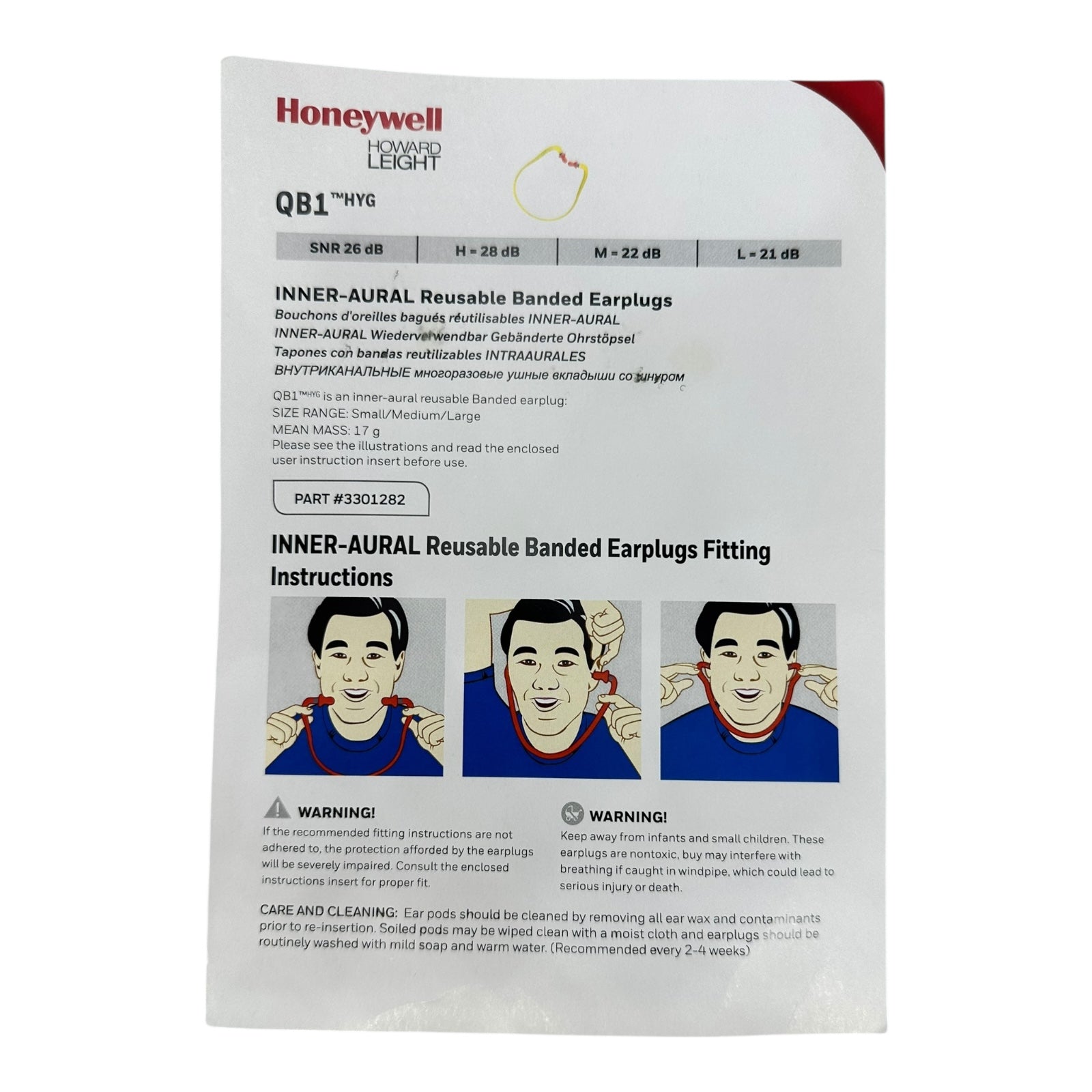3x Honeywell Howard Leight QB1 Hyg Bügelgehörschutz SNR 26 dB Mehrweg