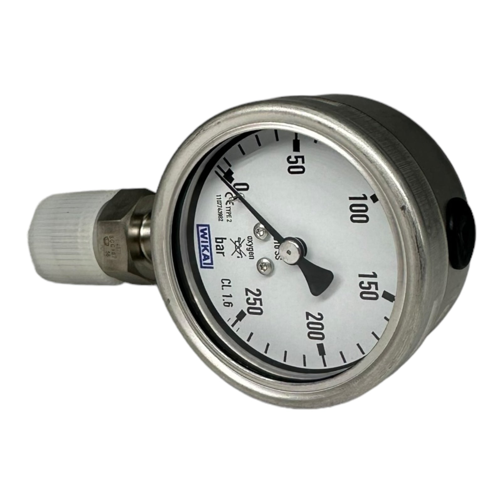 WIKA Manometer Oxygen Hochdruckmanometer mit 1/4" Anschluss unten 250bar / 63mm