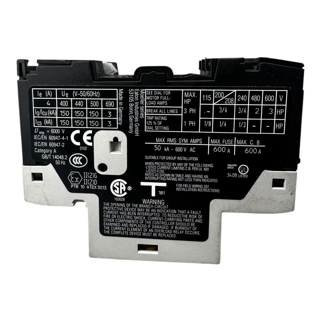 Eaton PKZM0-4 Motorschutzschalter XTPR004BC 2,5 - 4,0A  / 400V/50Hz/3ph