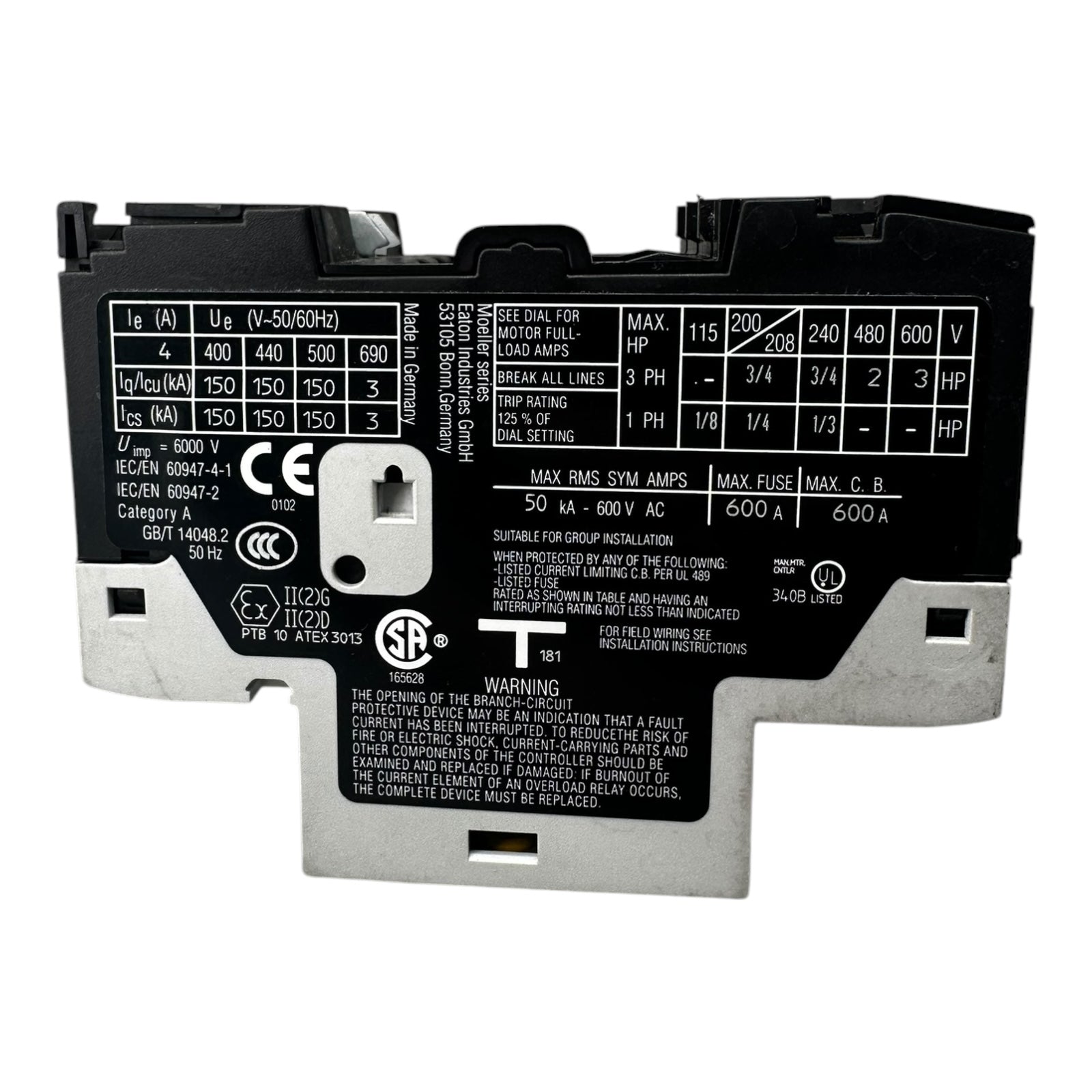 Eaton PKZM0-4 Motorschutzschalter XTPR004BC 2,5 - 4,0A  / 400V/50Hz/3ph