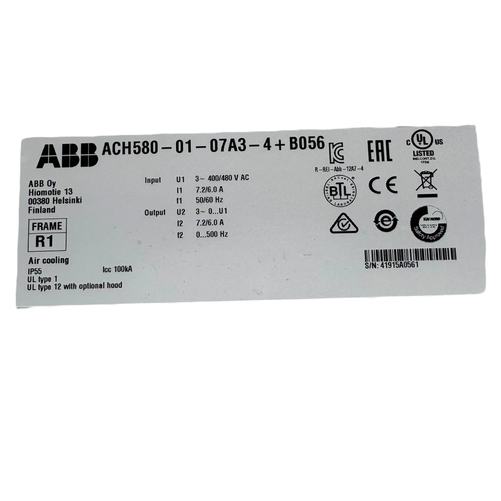 ABB ACH580-01-07A3-4+B056 Frequenzumrichter 3PH 7.2A 3kW 98W 400/480Vac