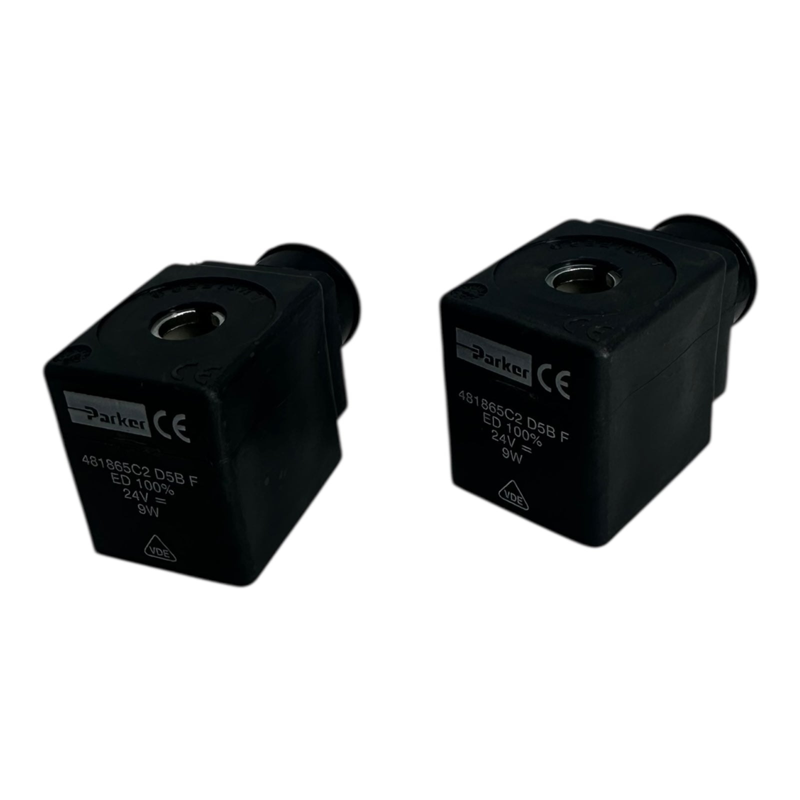 2x Parker 481865C2 D5B F Magnetspule 24V 9W Ventilspule VDE