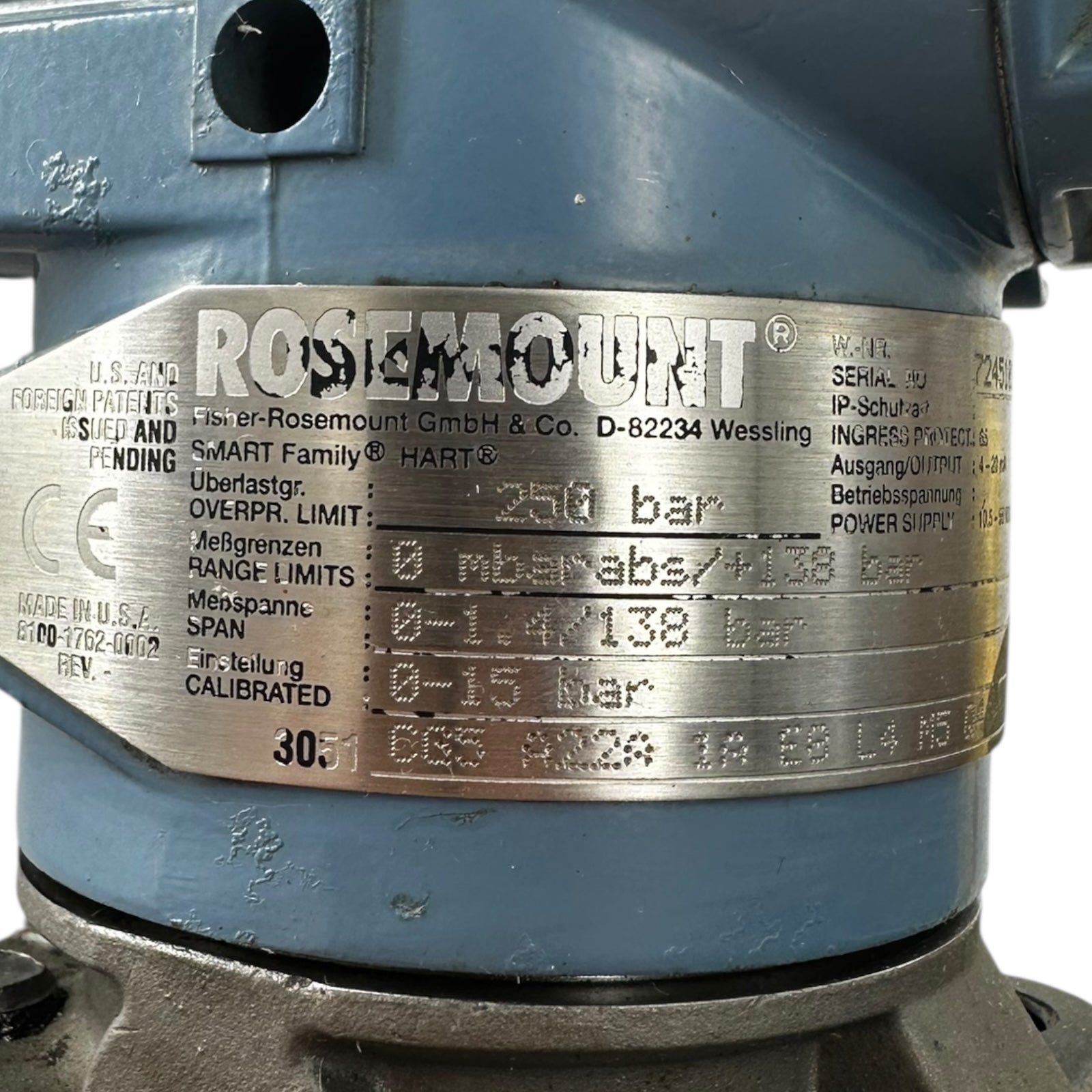 Rosemount 3051 Drucktransmitter 7245102 4-20mA 250bar HART Exd IP66